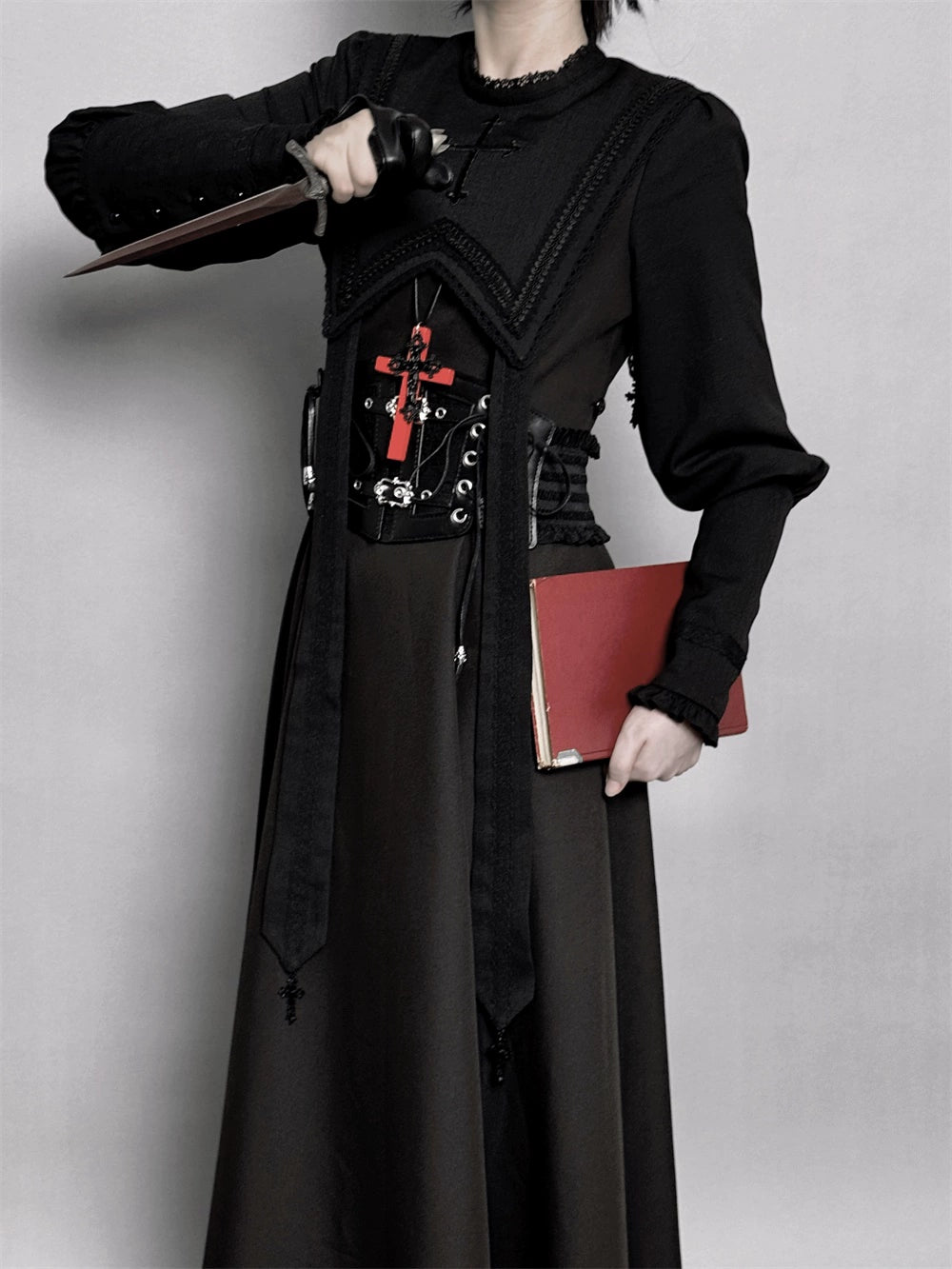 LeMiroir - Moonlit Prayer - Mutton Sleeve Nun Lolita OP Dress, Gathered Sleeve 43660:782532