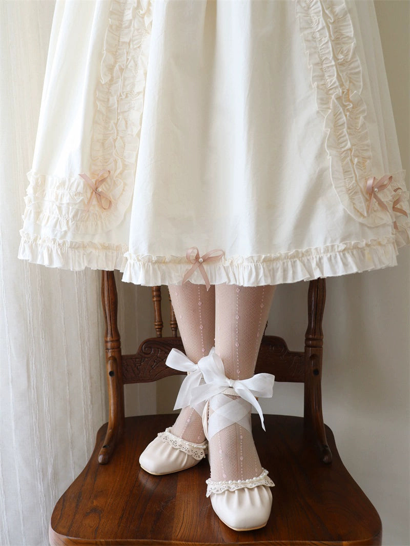 MR.Qiutian~Dance of Camellia~Elegant Lolita Chunky Shoes 5CM Heel Pearl Decoration 39200:615506