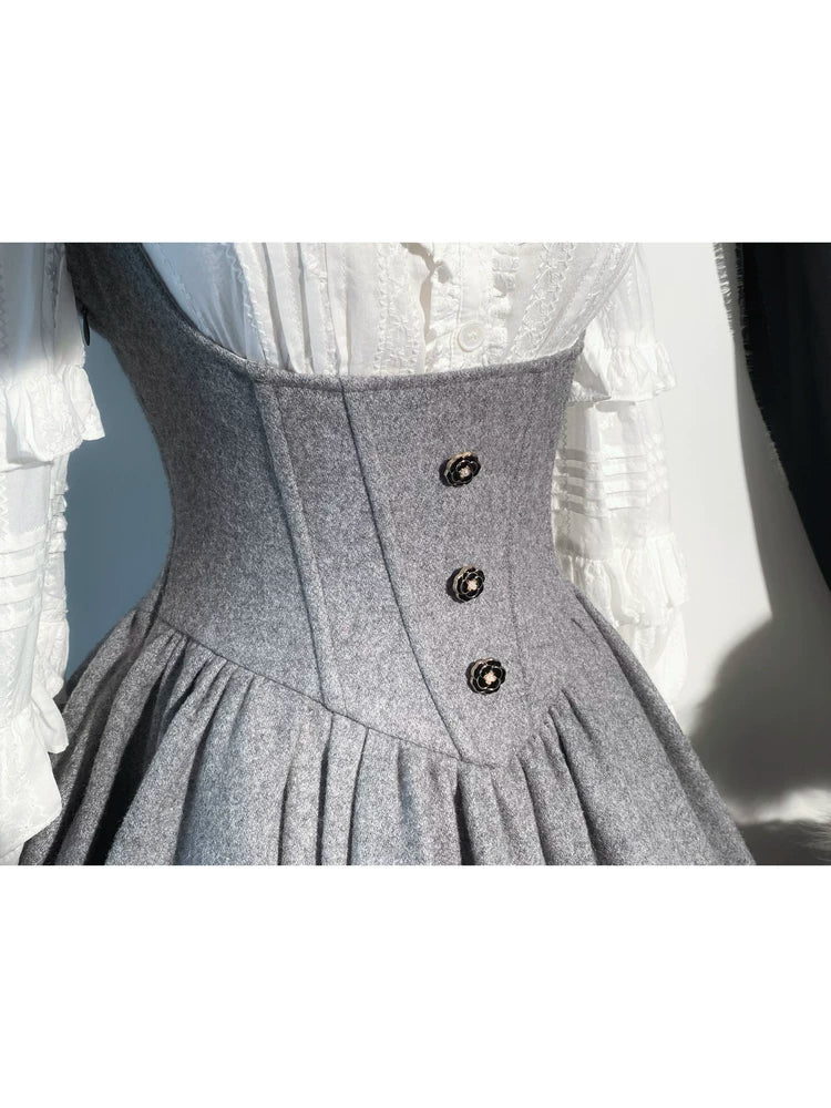 Wand Not for Your Lover - Wool Classic Lolita Bust Supporting JSK, Embroidered Shirt
