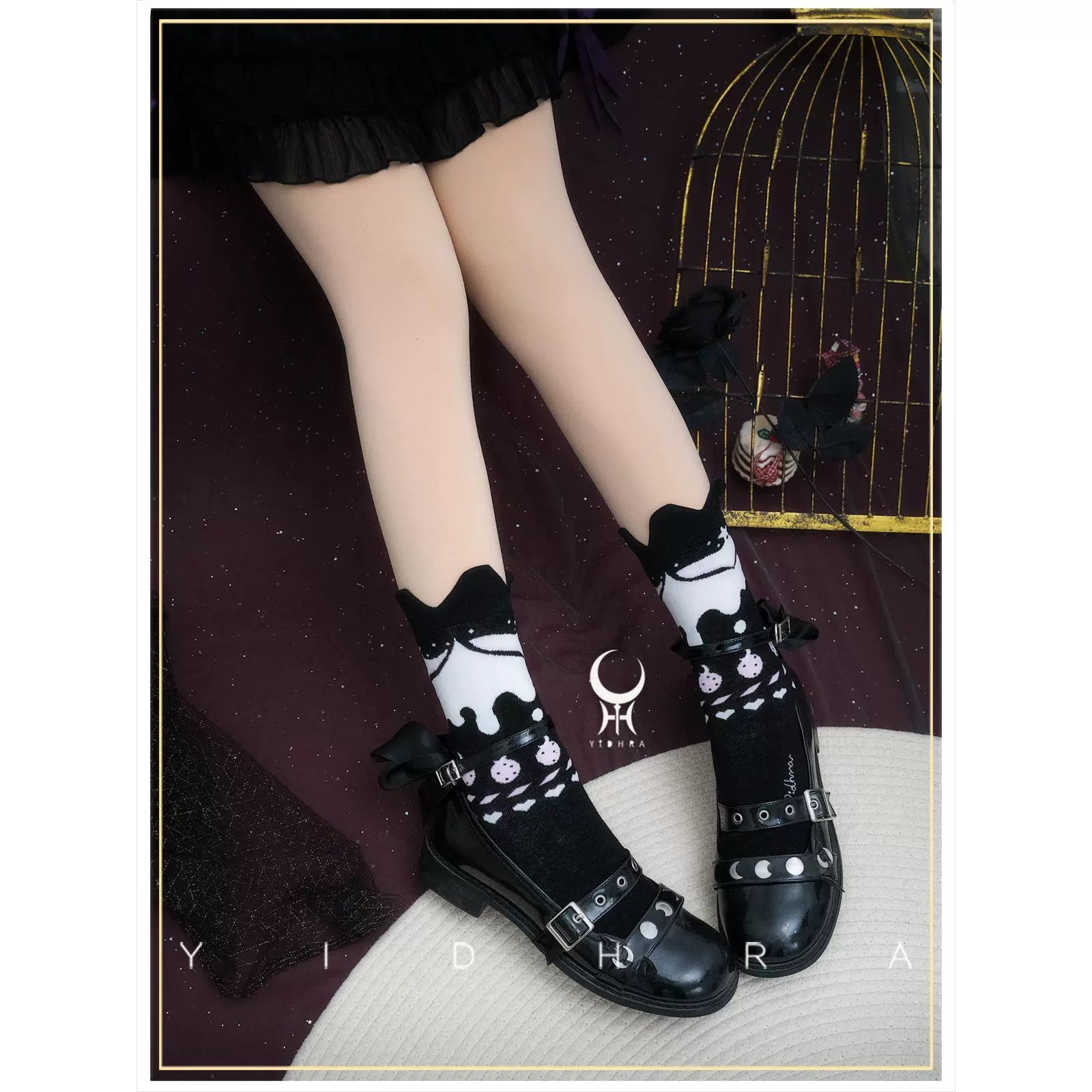 Yidhra - Christmas Lolita Socks Sweet Ankle Socks Black