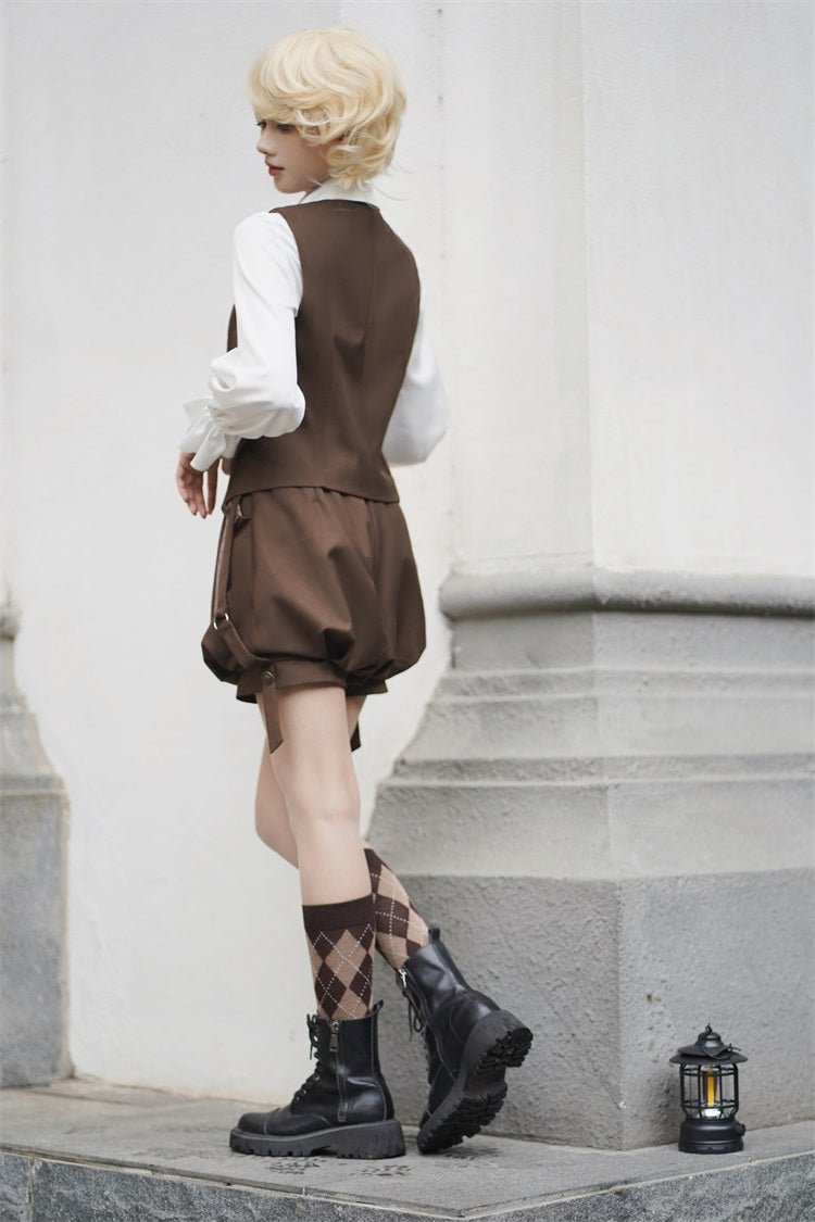 Letters from Unknown Star - Detective Rabbit Kiri - Spring Ouji Lolita Outfits Backpack Pants and Vest