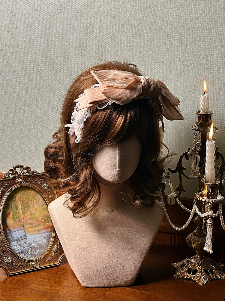 Alice Girl - Arrogant Miss - Sweet Lolita Headband Bow KC Head Accessory Champagne