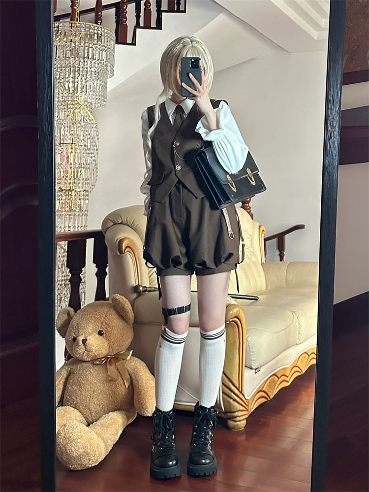 Letters from Unknown Star~Detective Rabbit Kiri~Spring Ouji Lolita Outfits Backpack Pants and Vest 12876:159134