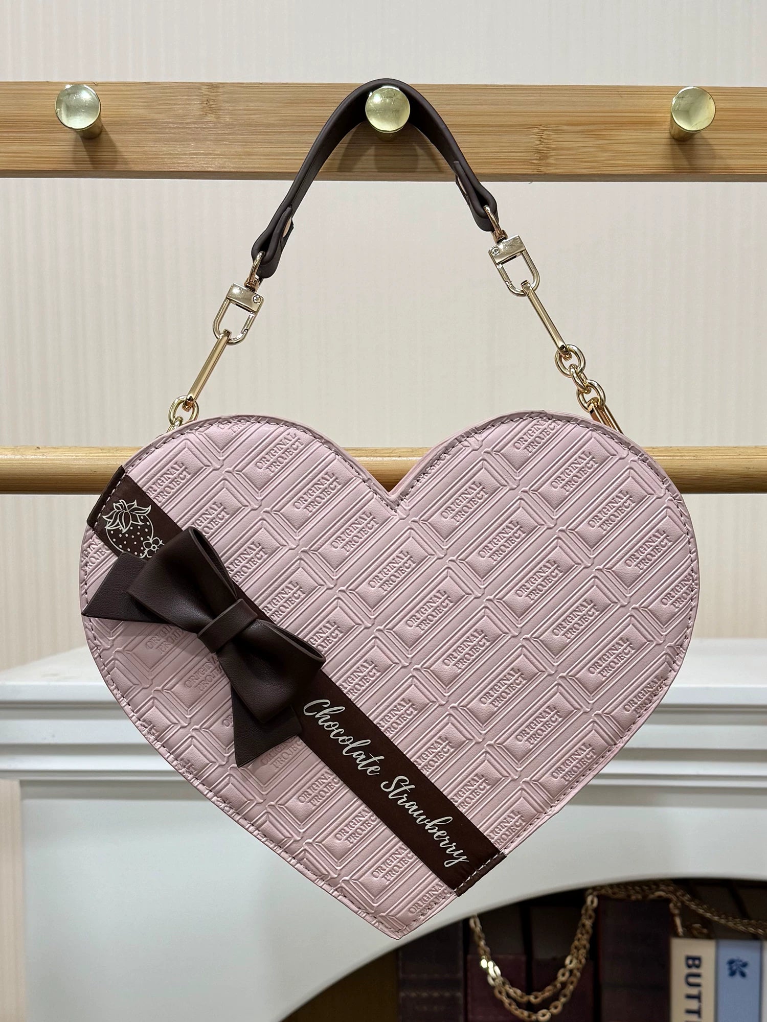 Sweet Lolita Heart-shaped Bag, Chocolate Inspired Pink - Heart-shaped Bag