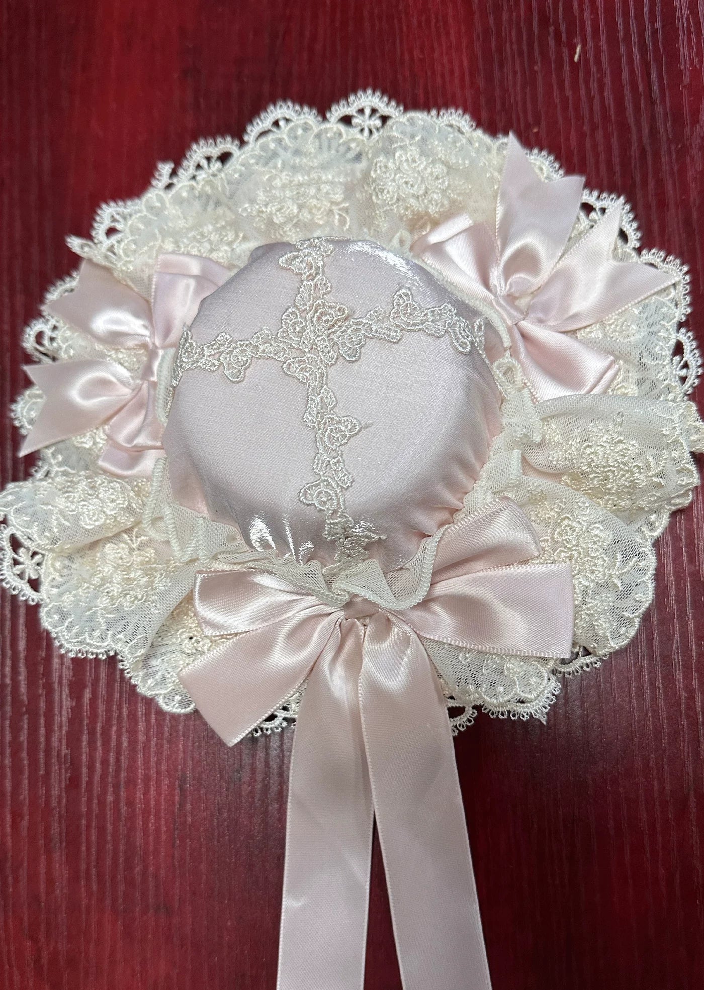Realm of Sea Moon - Sweet Lolita Jacquard JSK, Boned Waist & Petal-shaped Hem Pink - Small Top Hat Only S