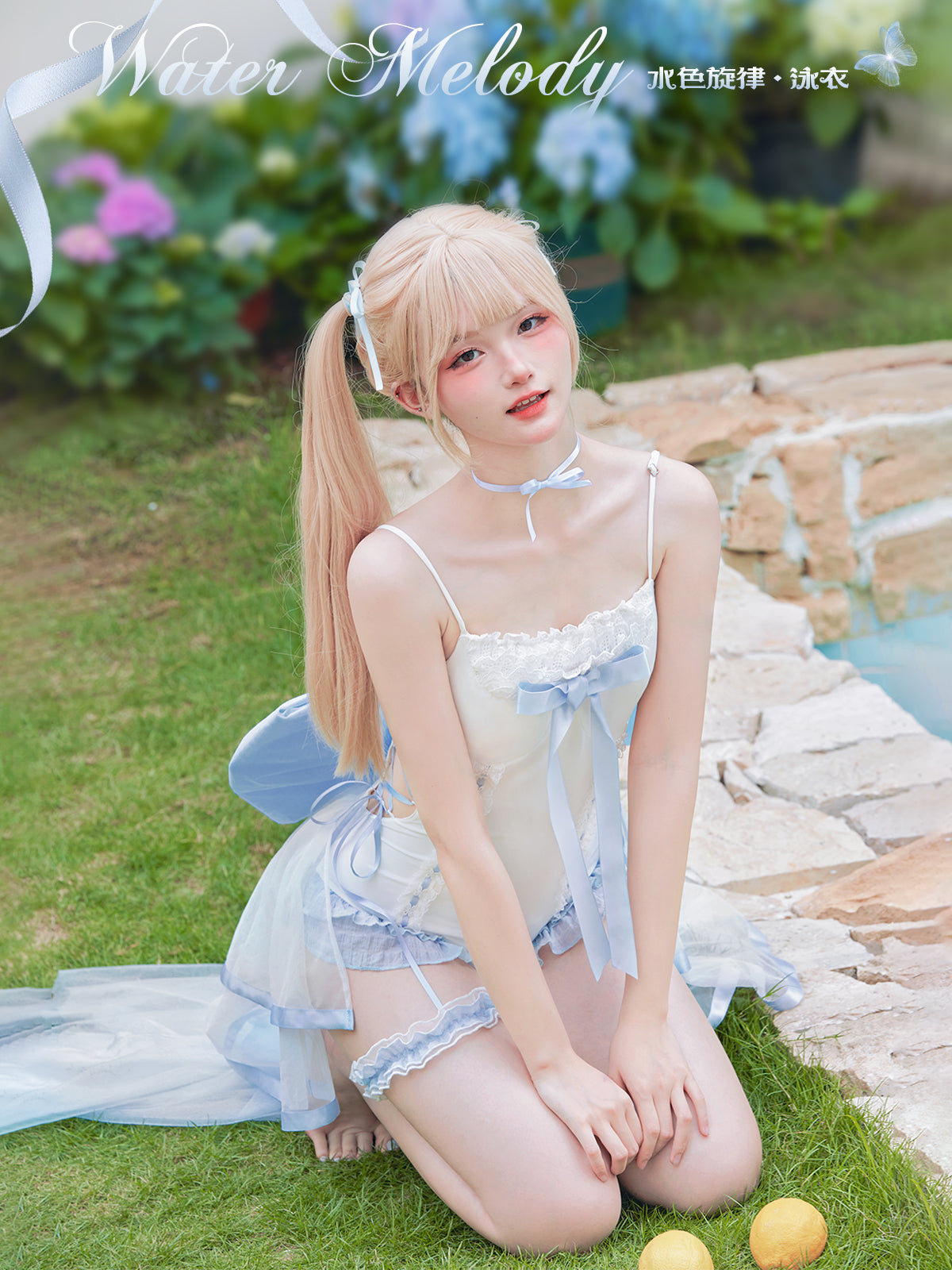 Tan Tuan - Water Melody - Lolita Inspired Swim Suits with Hollow-out Detail and Trailing