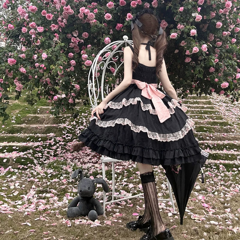 Miss Pearl - Halter Neck Sweet Lolita JSK Dress, Tiered Skirt