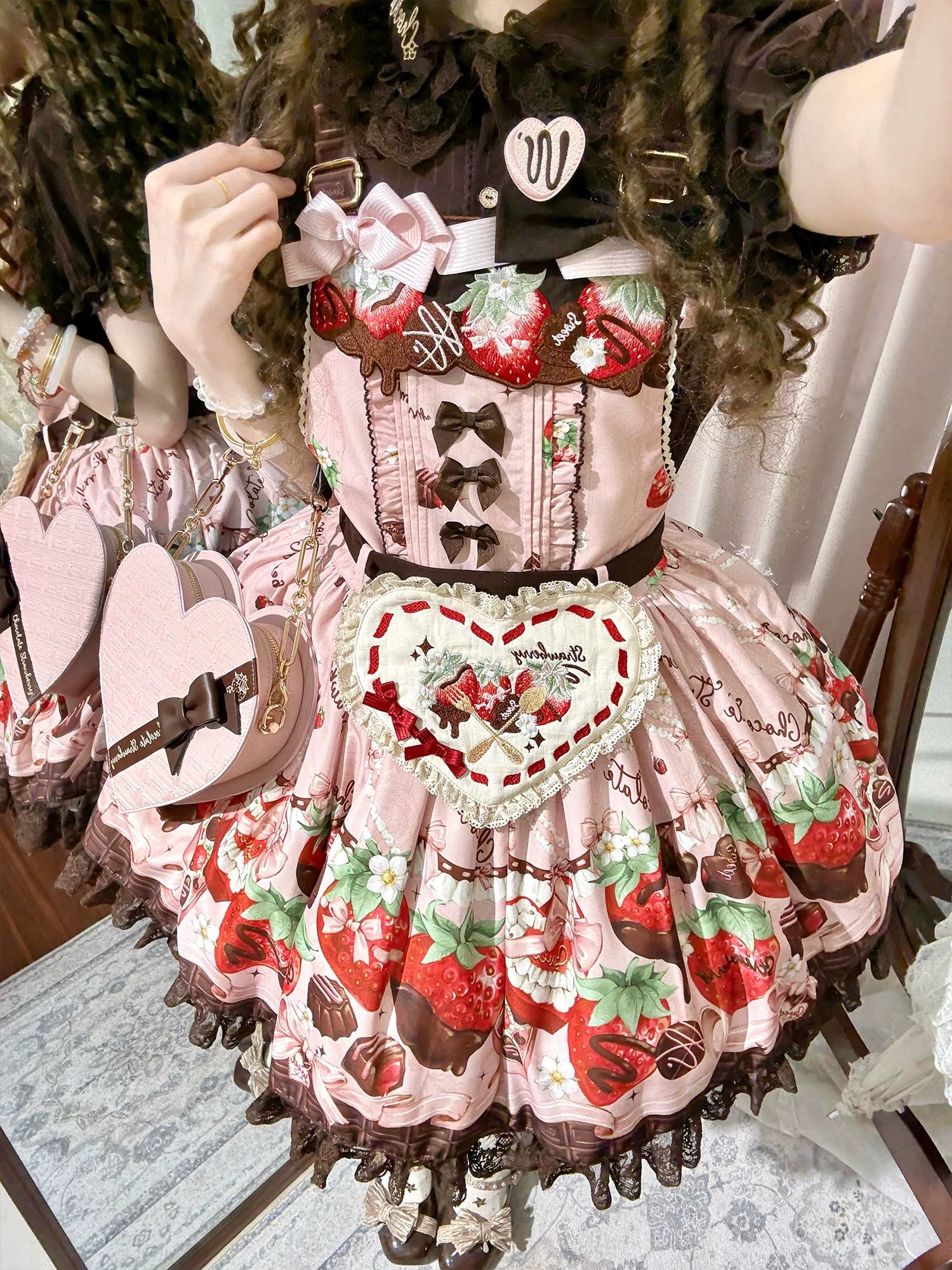 Strawberry Chocolate Lovers - Sweet Lolita Embroidered Printed Accessory