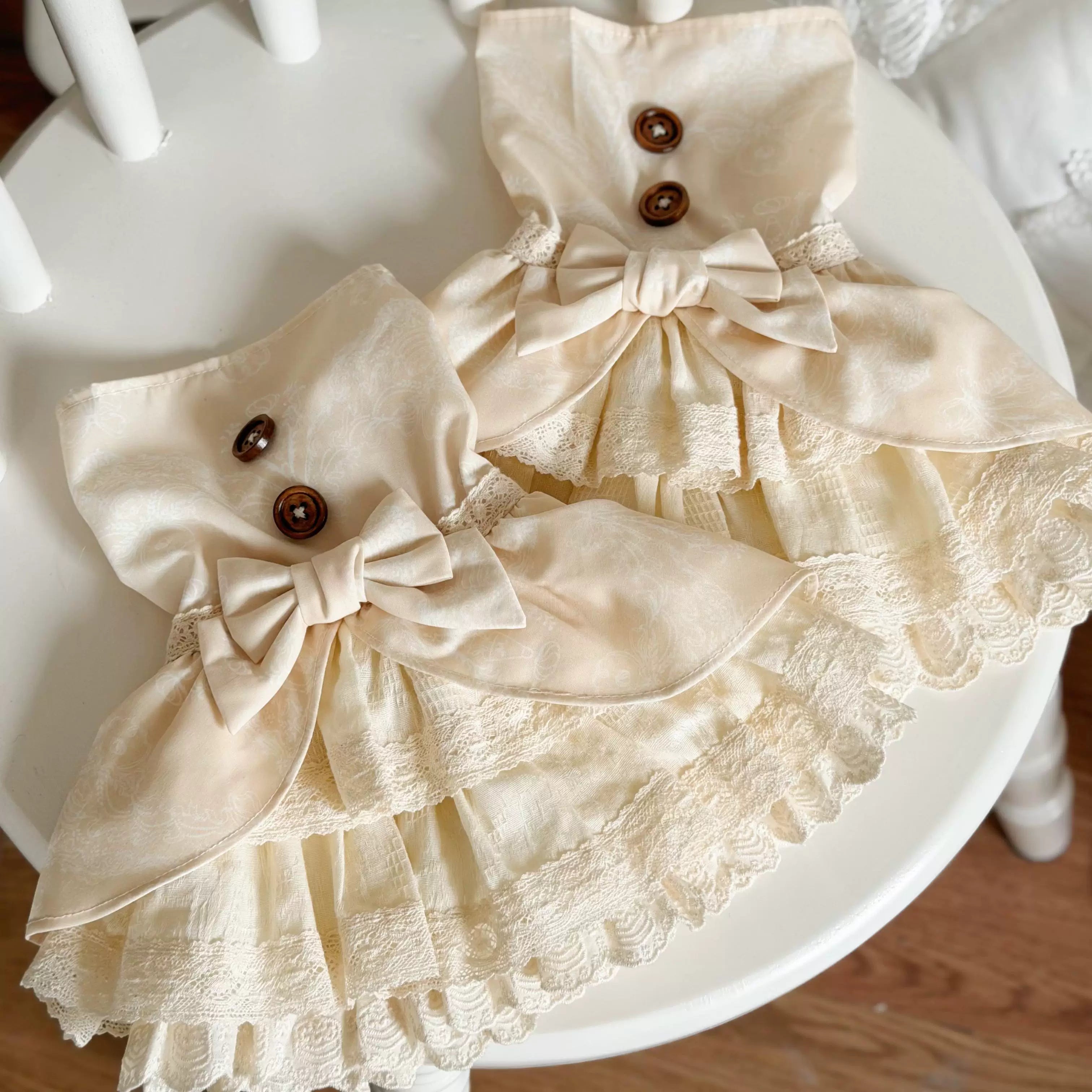 Pancake Postman - Kawaii Lolita Printed OP & Salopette Dress, Lace & Bows (L M S XL) 45174:838615