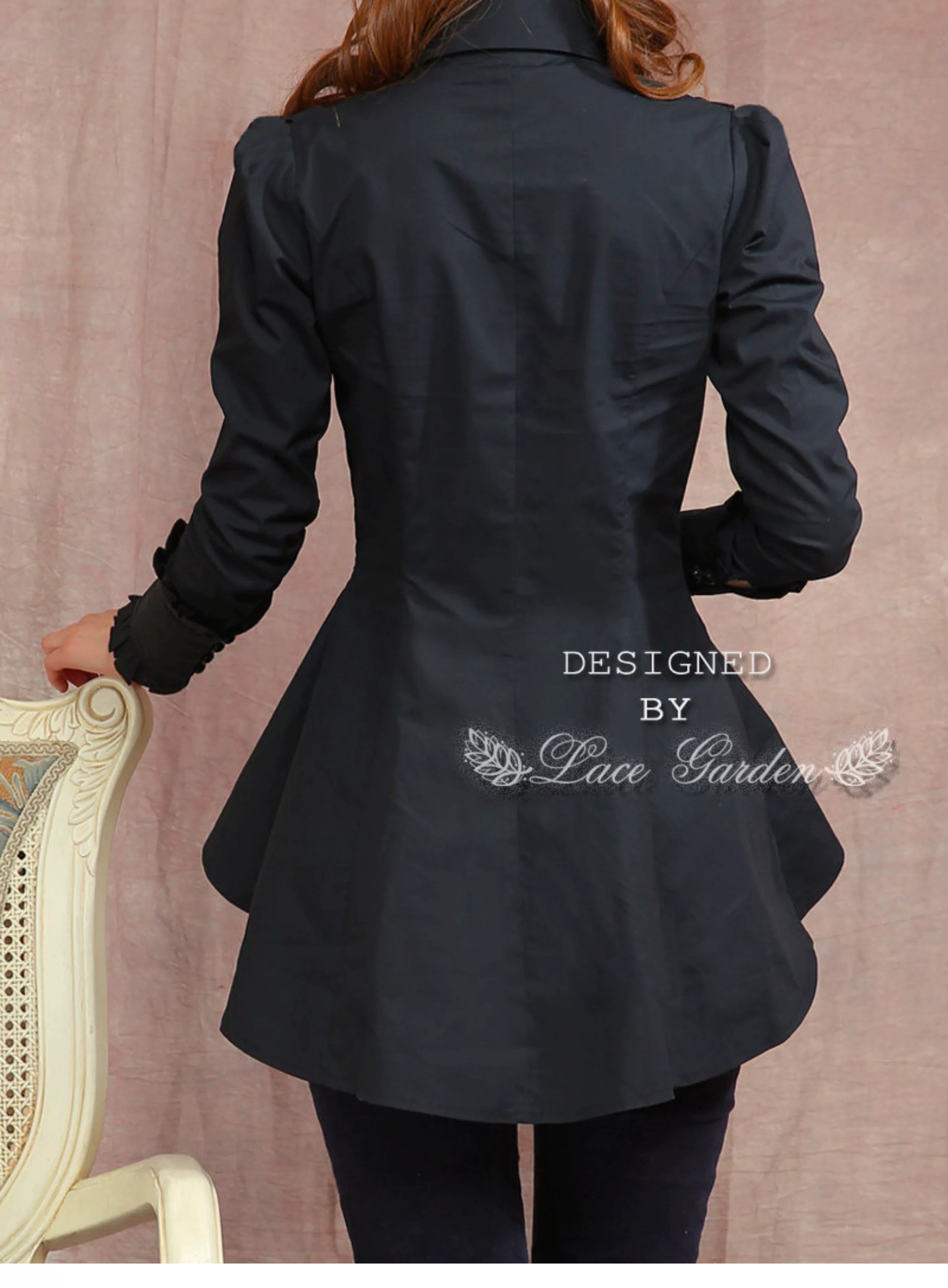 Gothic Lolita Tailed Hem Blouse and Multi-layer Skirt Set
