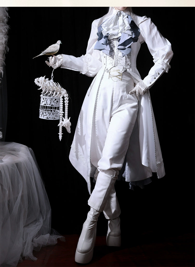 Forest Fluorescent Carps~Crumbling Skeleton~Ouji Lolita Vest Fishbone Embroidery Prince Pants Suits 37058:546588
