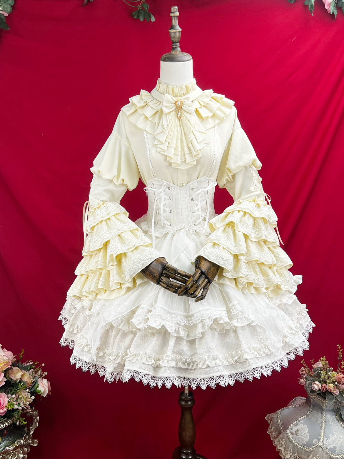 DMFS Lolita - Good and Evil Angel - Gothic Lolita SK Set Retro Princess Sleeve Blouse 41864:716524