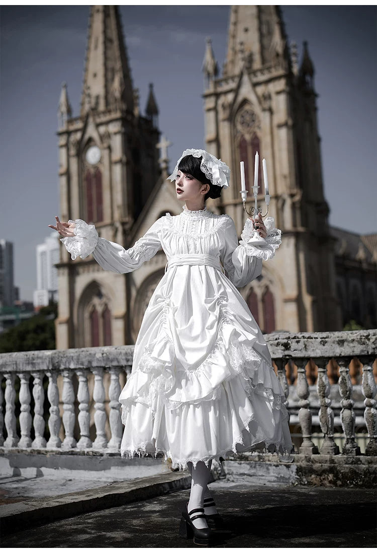 Dawn Bell & Dusk Song - Gothic Lolita Velvet OP Dress, Back Zipper