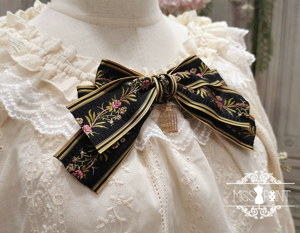 Miss Point - Praise of Abundance - Country Lolita Print Accessories Birdcage 2-in-1 Brooch (black) - Not Sold Separately