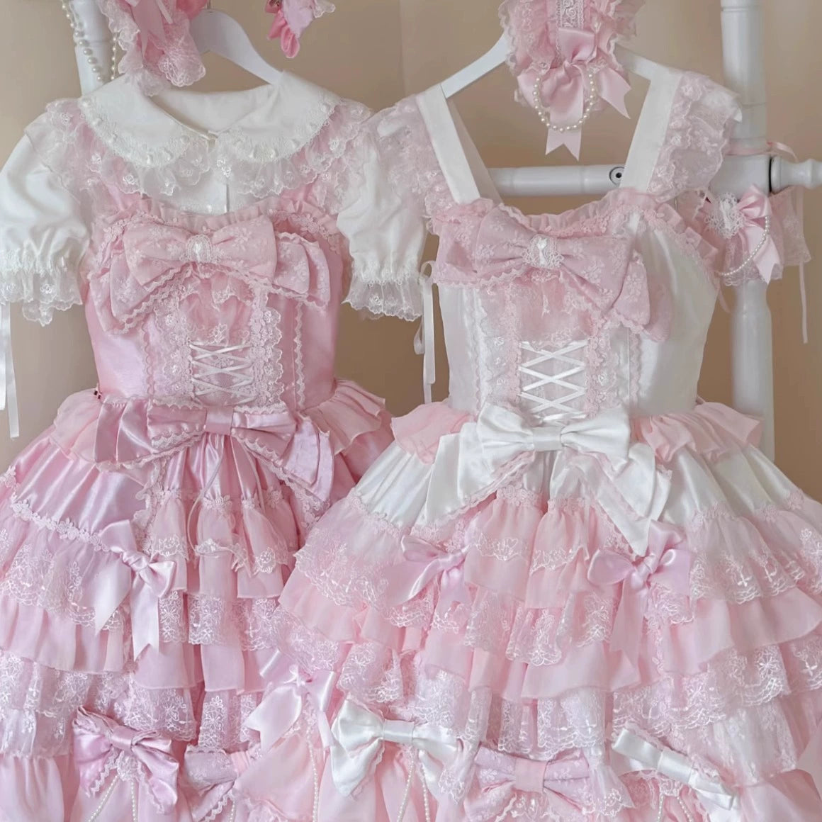 Cocoa Sweetheart - Love Descends - Wedding Lolita Jumper Dress, White Blouse