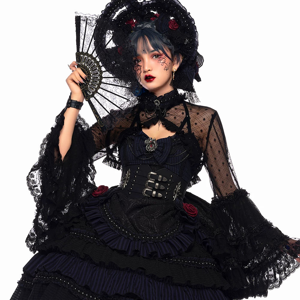 Ismailia - Gothic Lolita JSK Dress, Lace & Rose Lace Innerwear Only One Size