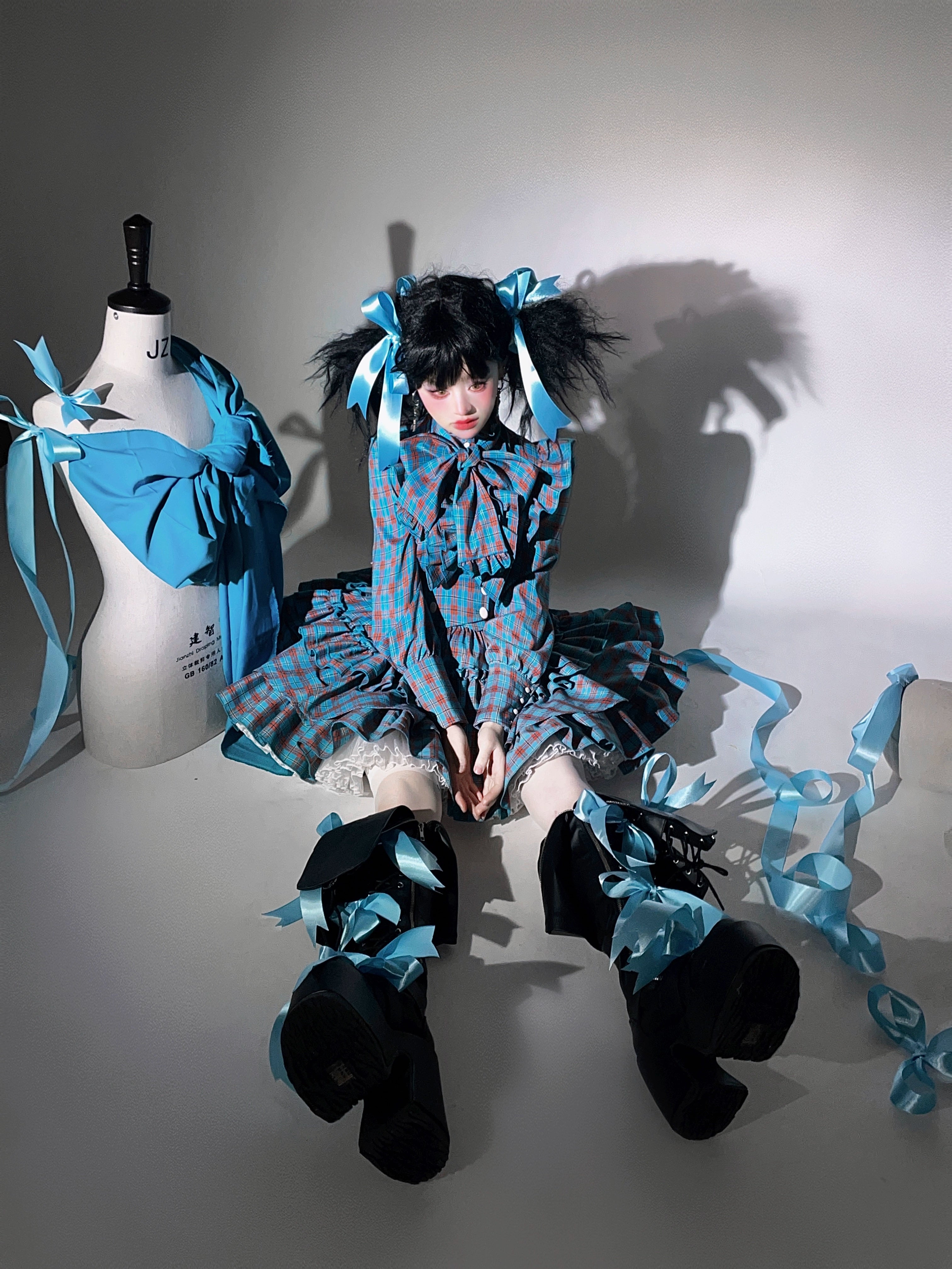 Humanoid Gift Box - Plaid Gothic Lolita Blouse & SK 44028:792576