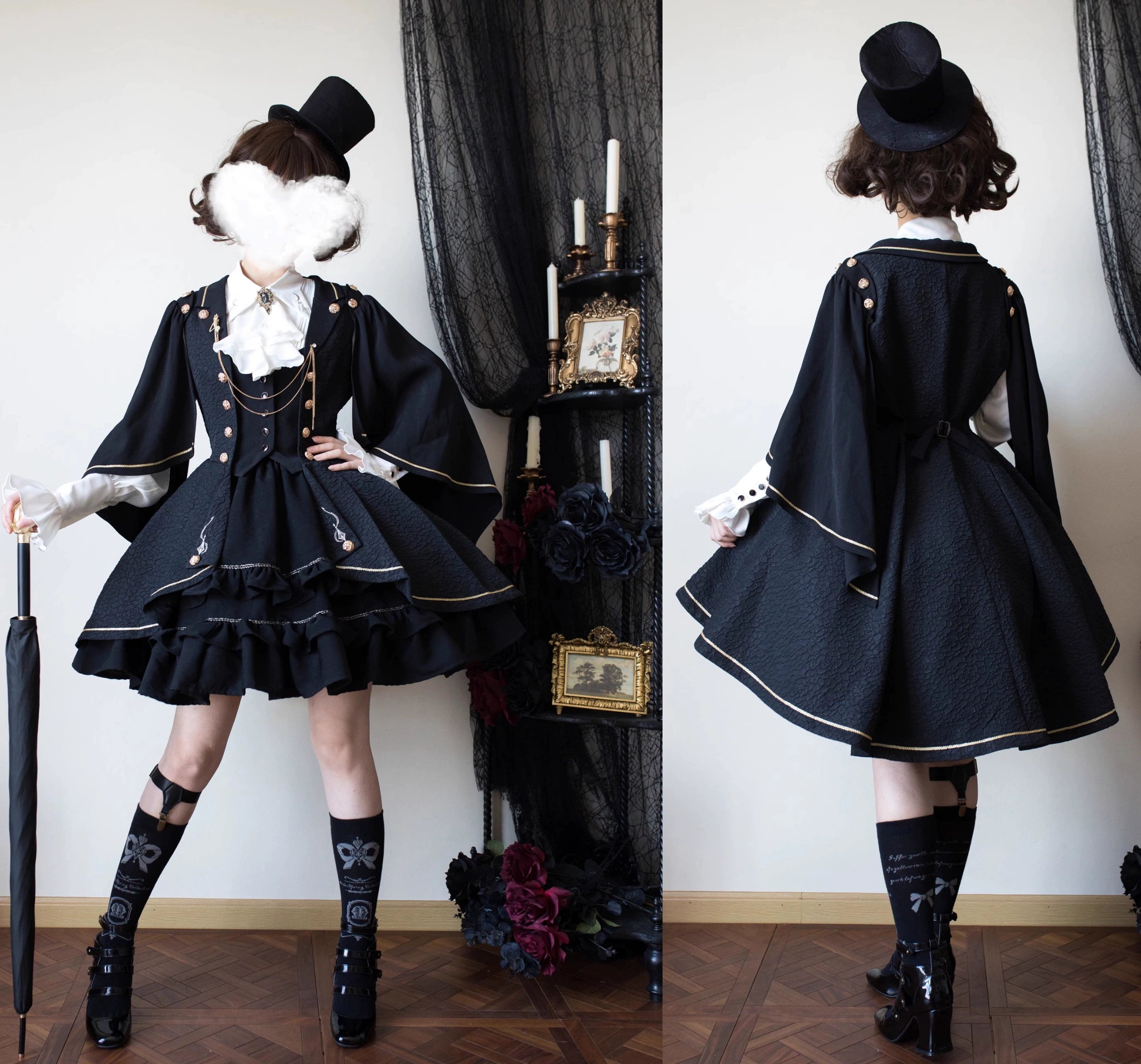 SilentMars~Fallen Moon Rule~Military Lolita Shirt Set Retro Knight Style Blouse 41196:687432