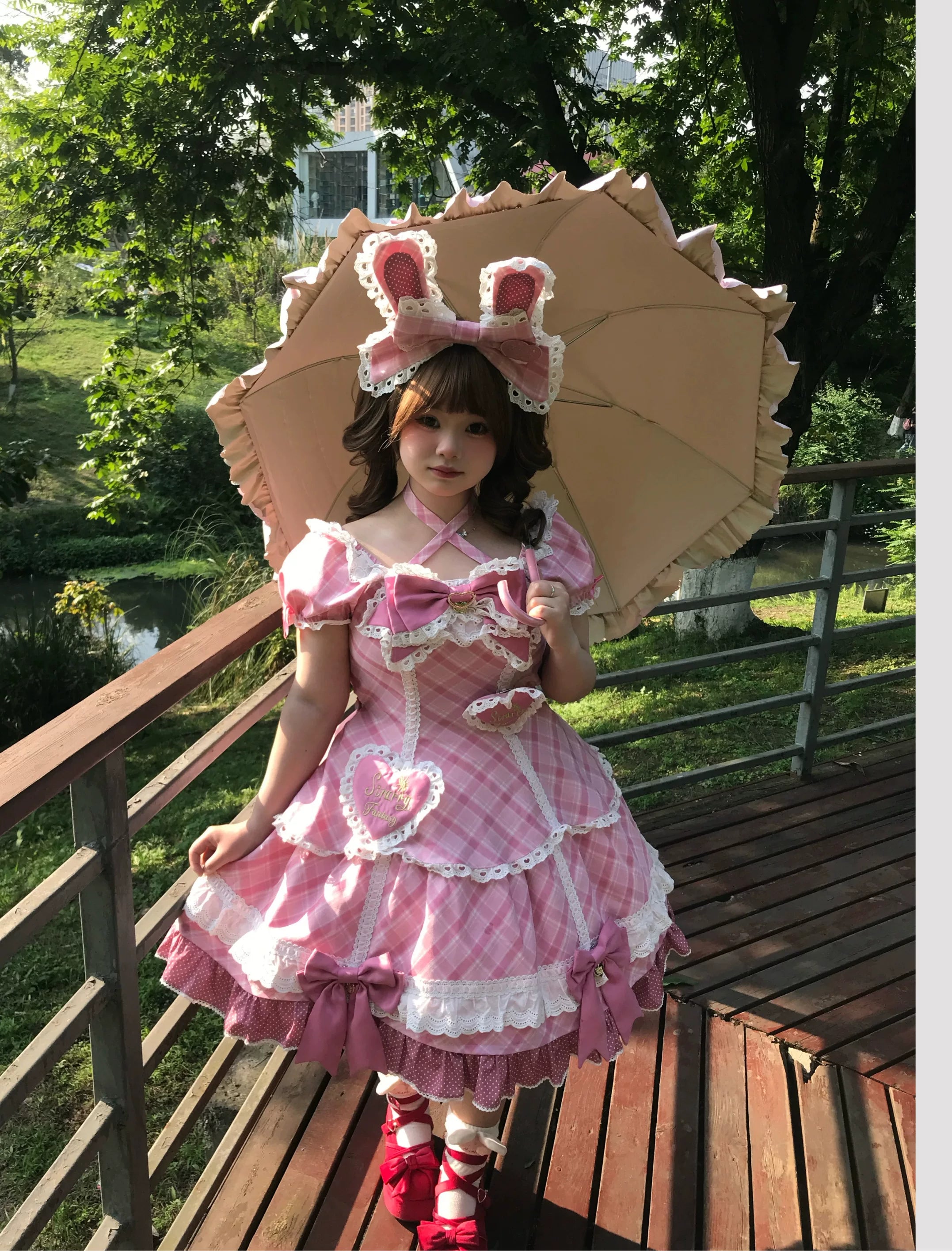 Shibuya Honey - Plus Size Sweet Lolita Plaid OP & JSK Dress (2XL L M S XL) 45210:840379