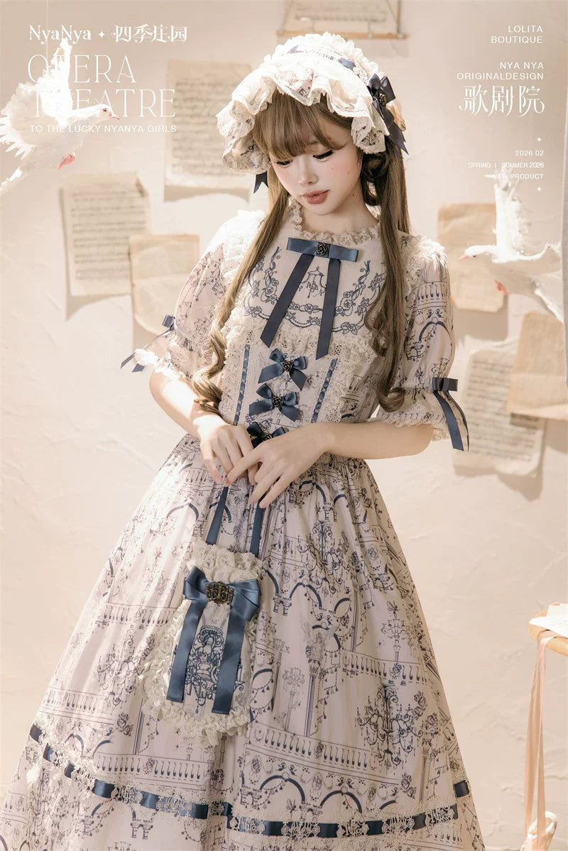 Opera - Cotton Classic Lolita Embroidered Dress, Opera Scene Print 44845:825521