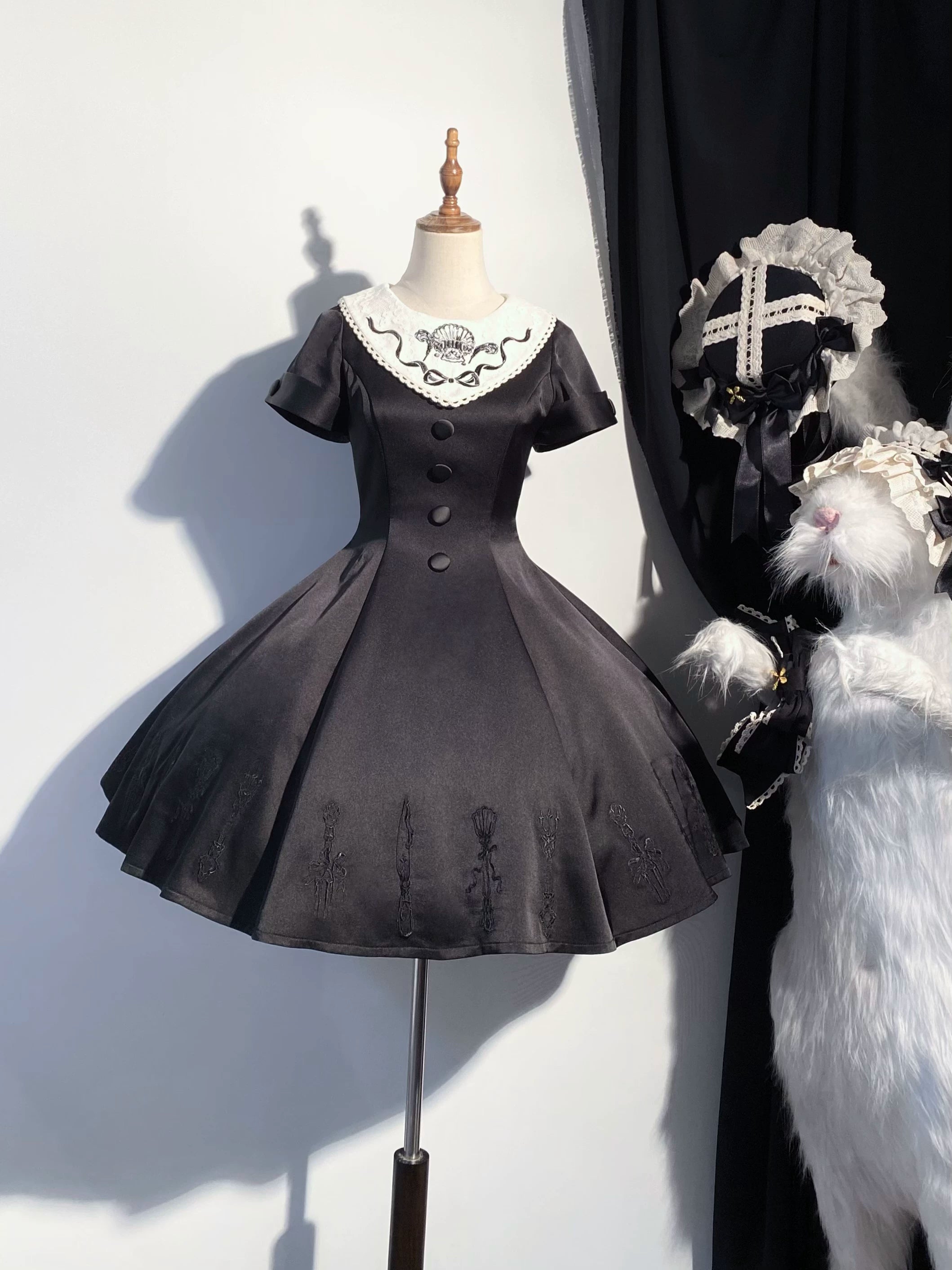 Silent Dinner - Gothic Lolita Six-Panel OP Dress with Cutlery Embroidery (2XL L M S XL / Pre-order) 45669:857734