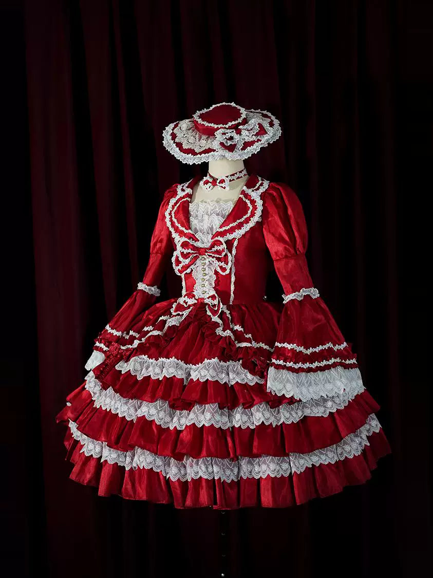 Eternal France Doll - Classic Lolita Doll-like OP Dress Red OP Only S