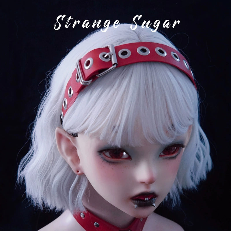 Strange Sugar - Gothic Lolita KC Faux Leather Punk Lolita Hair Accessories 13 Red Large Circle