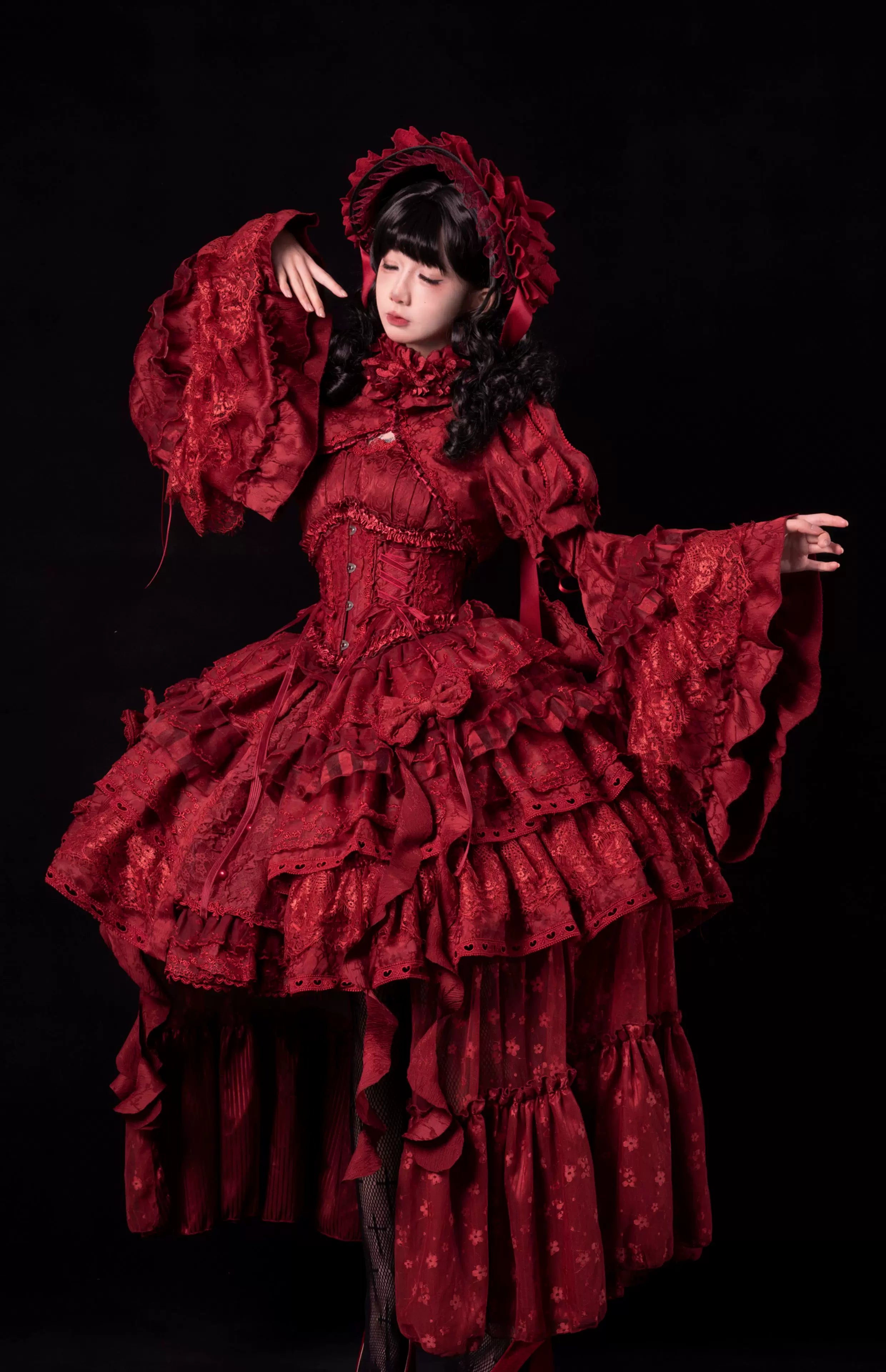 Caliburn - Gothic Lolita JSK Dress, Bolero Set with Detachable Sleeves