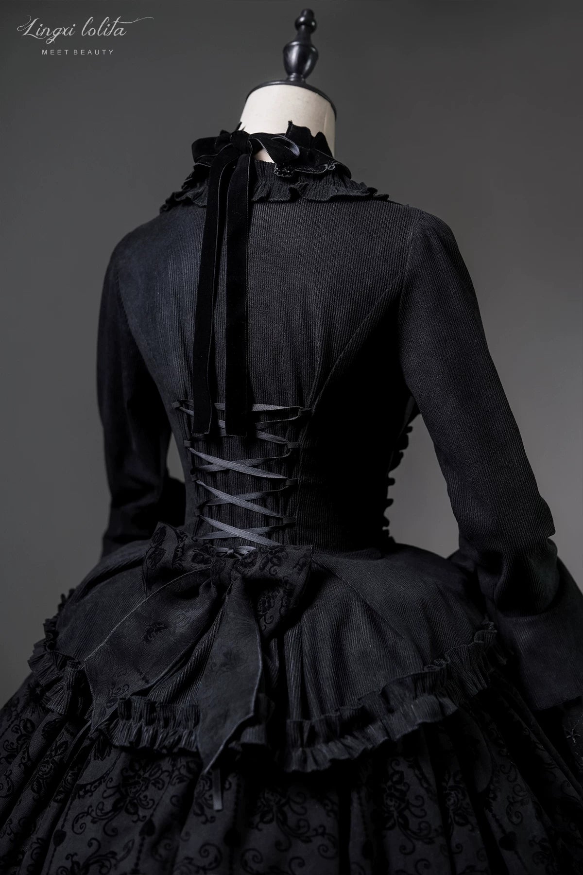 Midnight in Versailles - Gothic Lolita Hime Sleeve Blouse & Floral Skirt 44495:810505