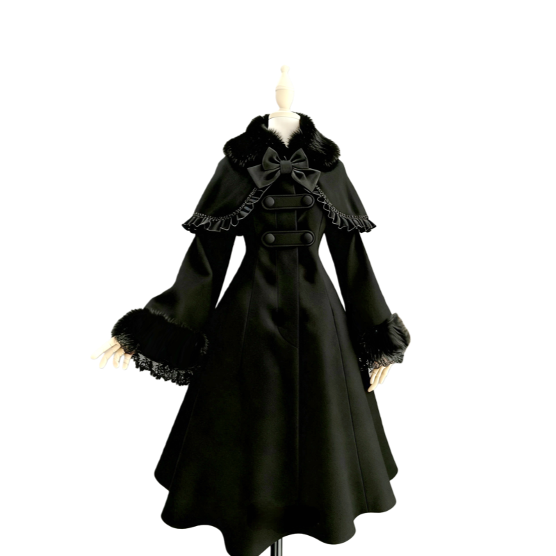 Anastasia - Madeleine - Elegant Lolita Wool Coat, Detachable Cape (L M S) 44231:801028