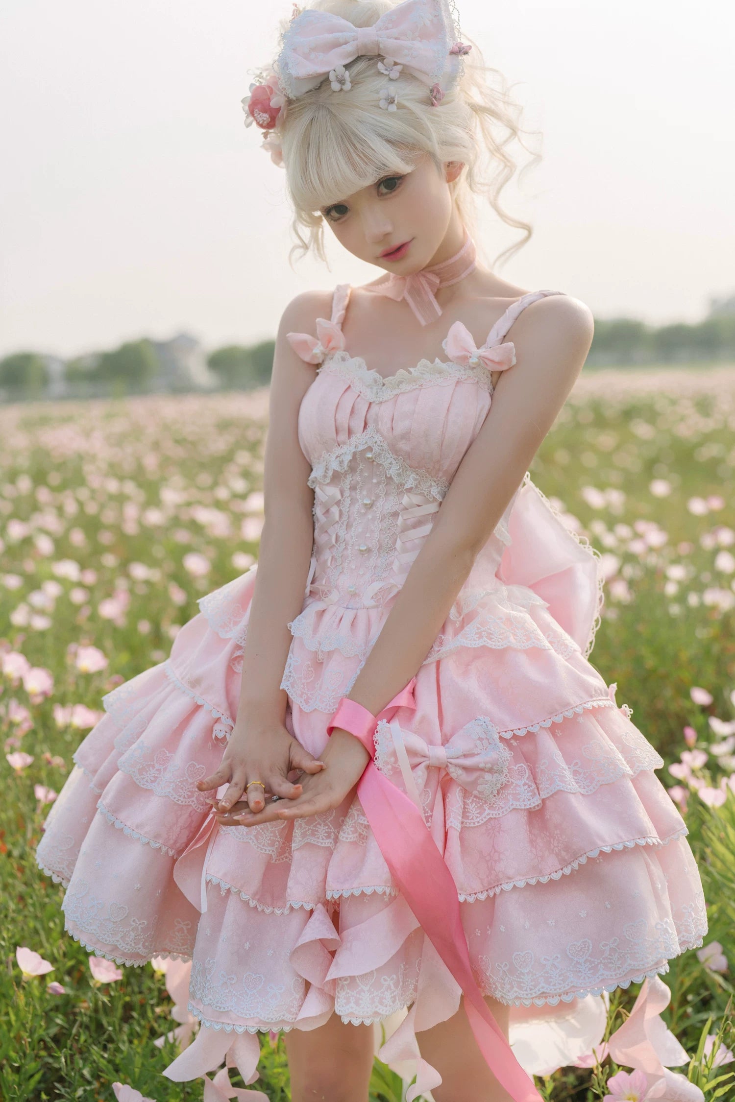 Mori Isle - Solid Gothic Lolita JSK Dress, Embroidered Lace 45658:857783