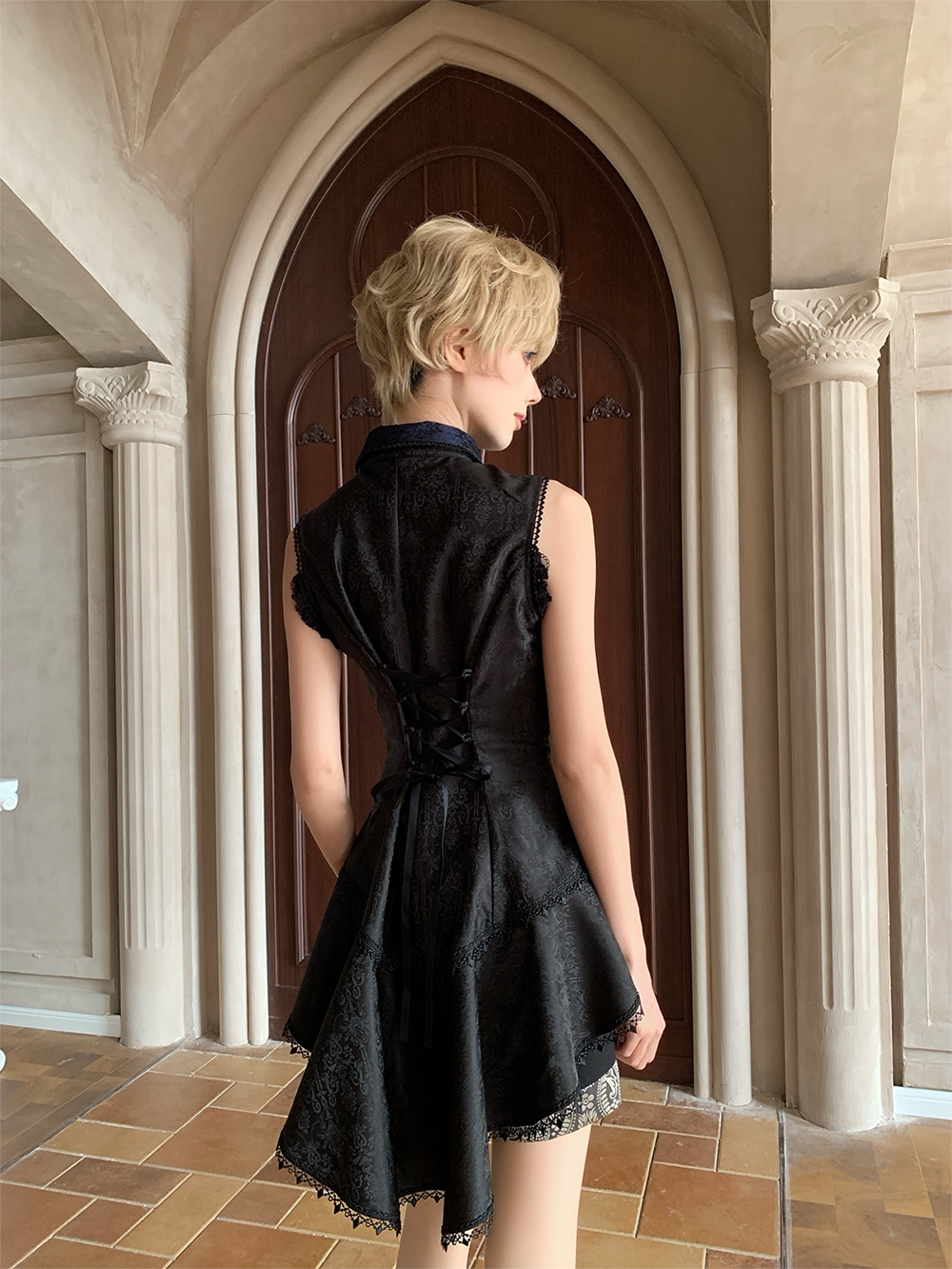 Chill Rice - Jacquard Sleeveless Ouji Lolita Blouse, Lace Accent 44800:822389