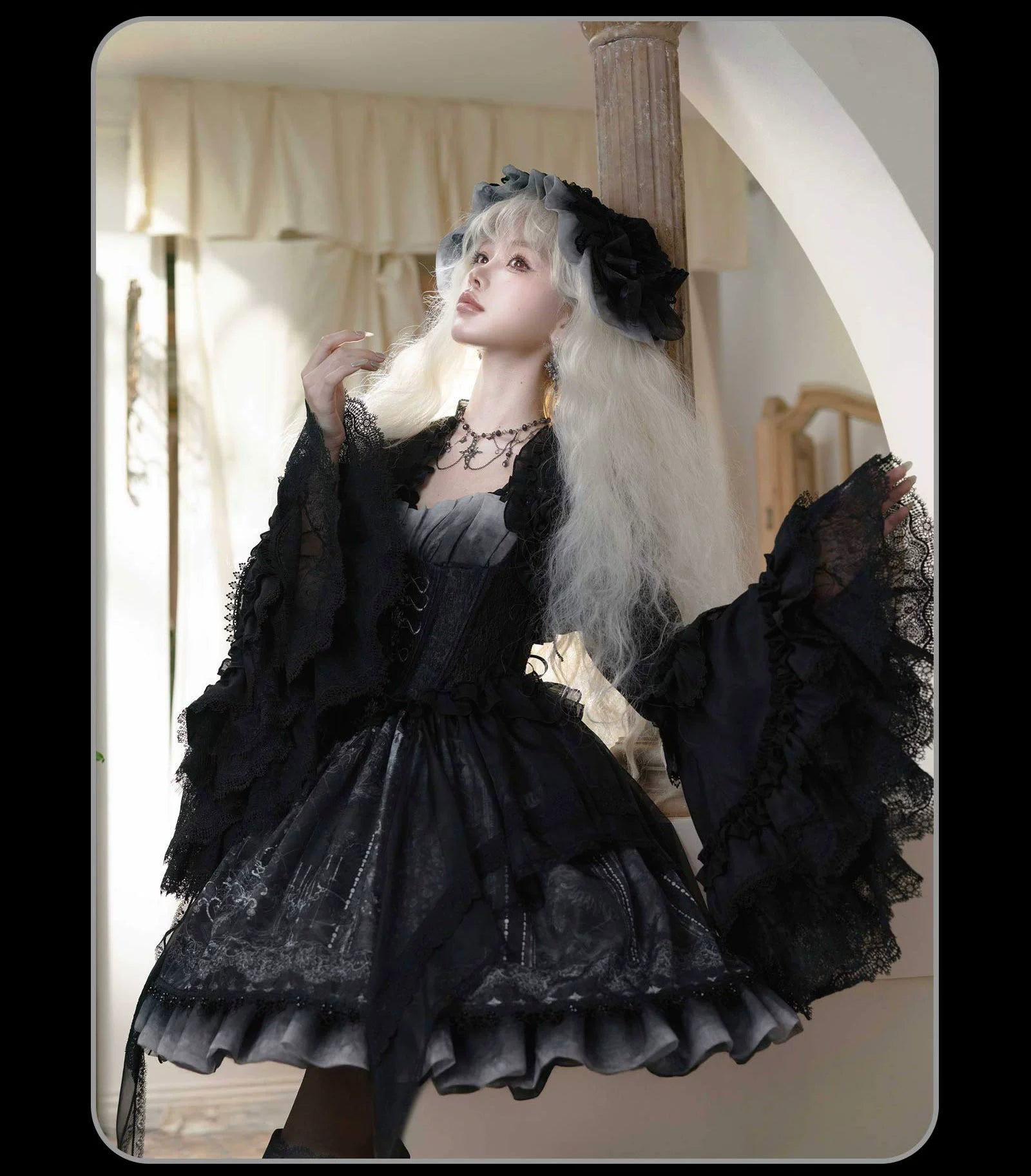 Susin Lolita - Bone-Eroded Butterfly - Gothic Lolita JSK & SK Set 44051:793316