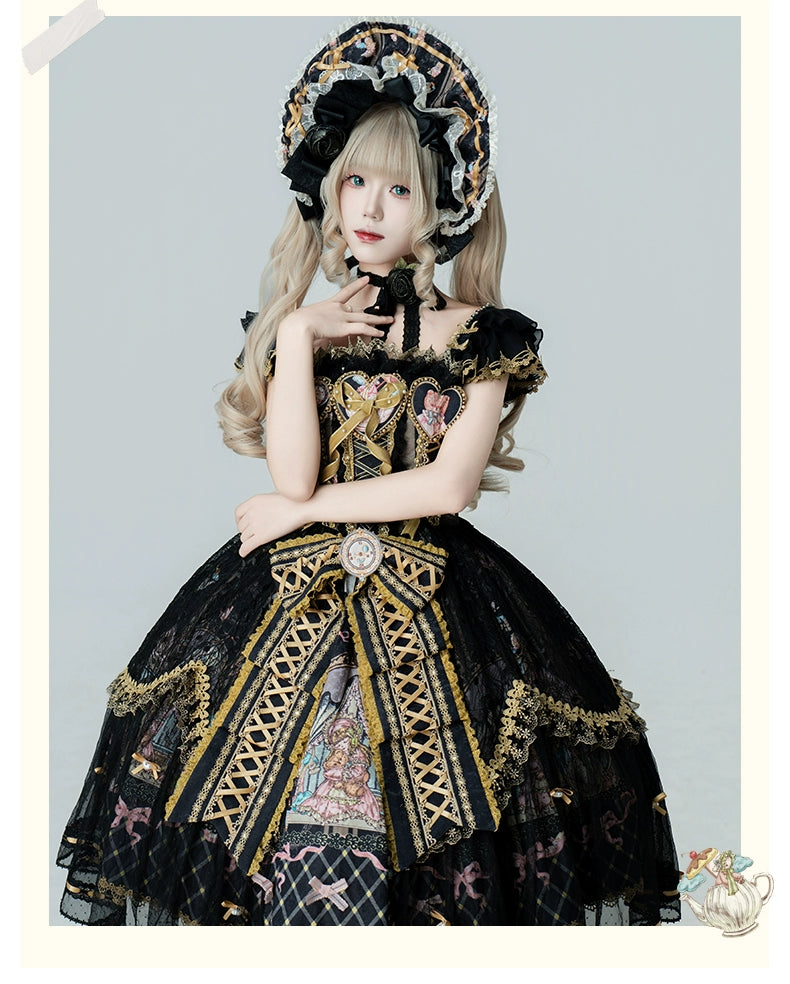 YingLuoFu - Doll Fantasy Box - Sweet Lolita JSK Dress & Tulle Blouse Set (2XL L M S XL XS) 44261:801513