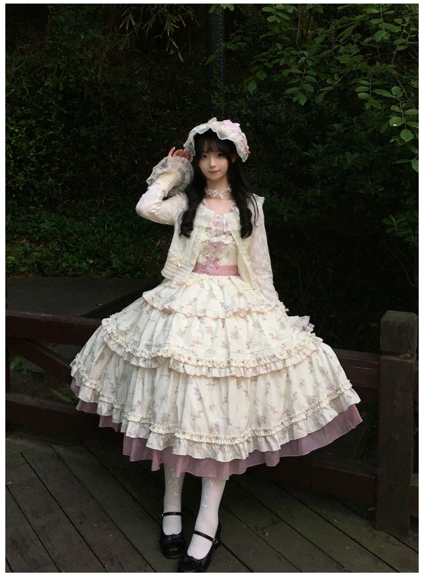 Fragrant Reminiscence - Classic Lolita Embroidered Collar Dress, Bellflower Print