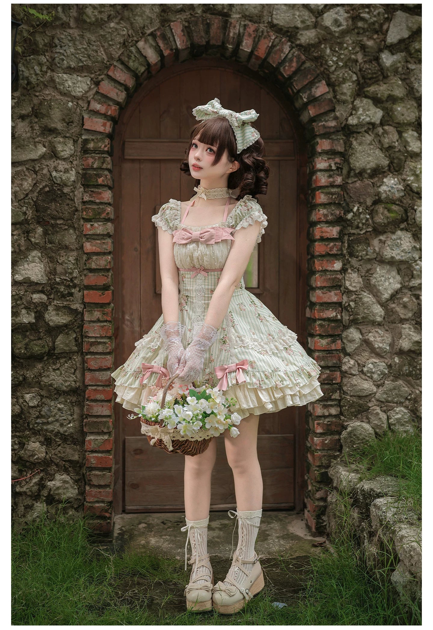 Meeting Austen - Cotton Classic Lolita Rose Printed OP Dress 45736:860020