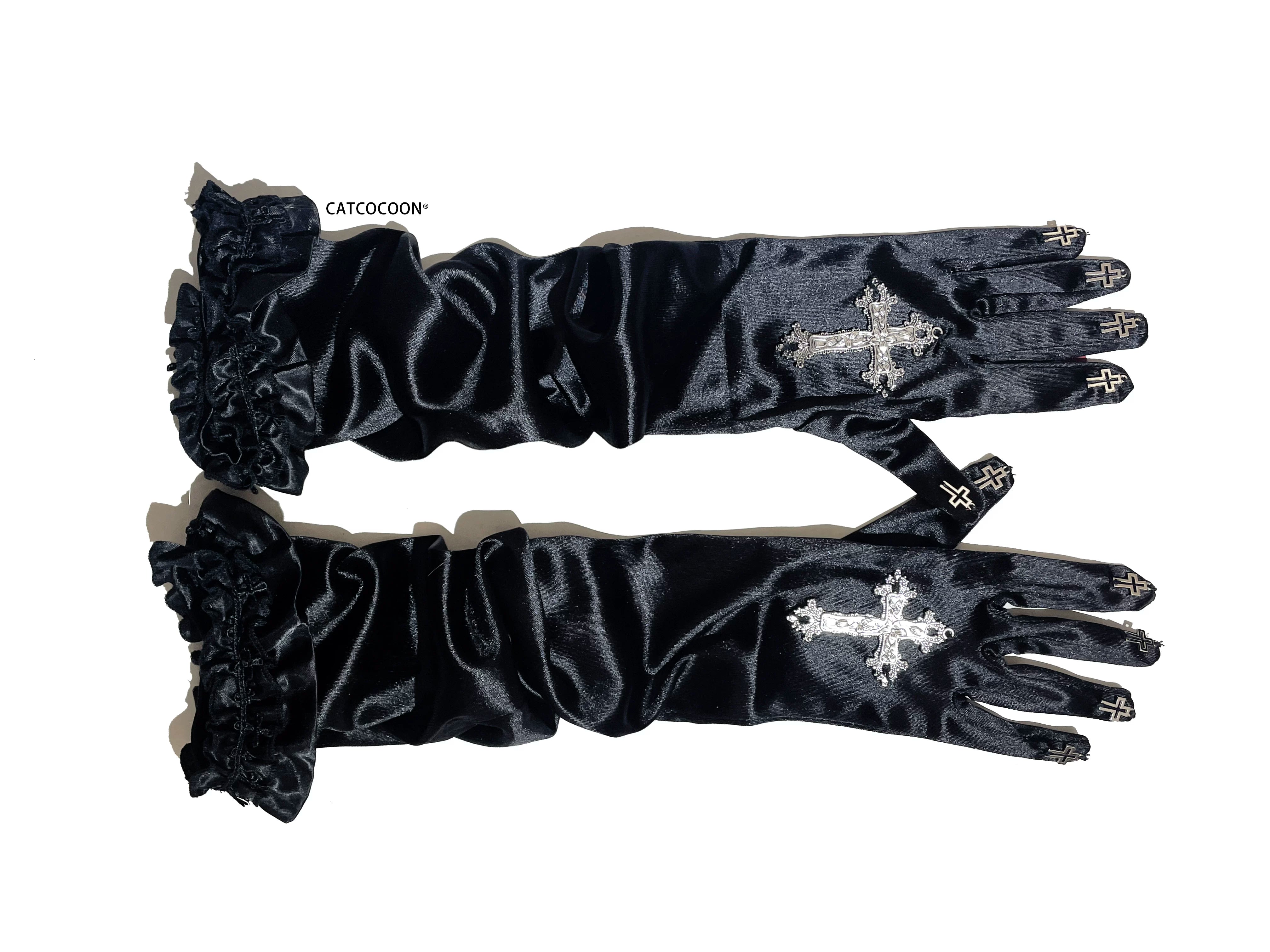 Lace Cross - Gothic Lolita BNT, 3D Cross Decorated Gloves 44544:812035