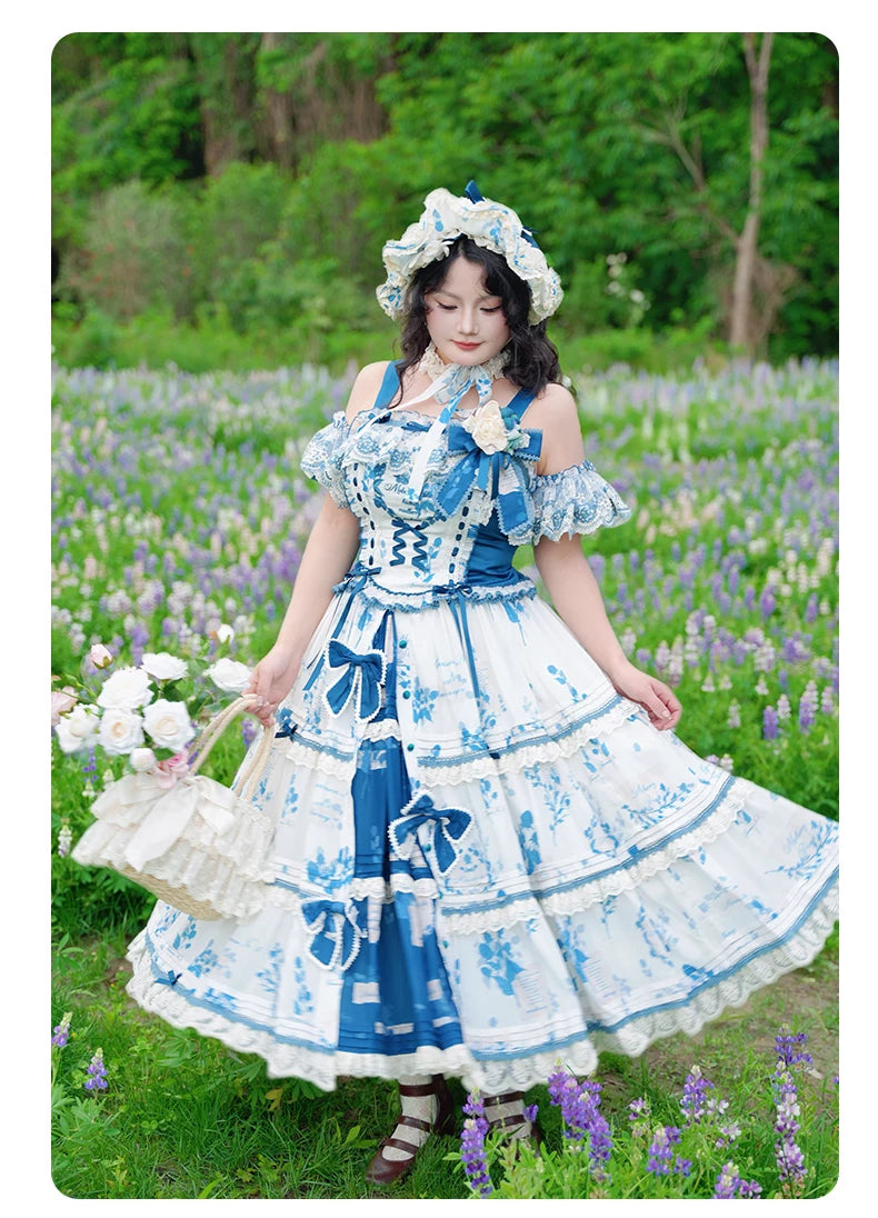Mulberry Poetry Collection - Plus Size Lolita Printed Top & Skirt Set with Embroidery 45445:847420