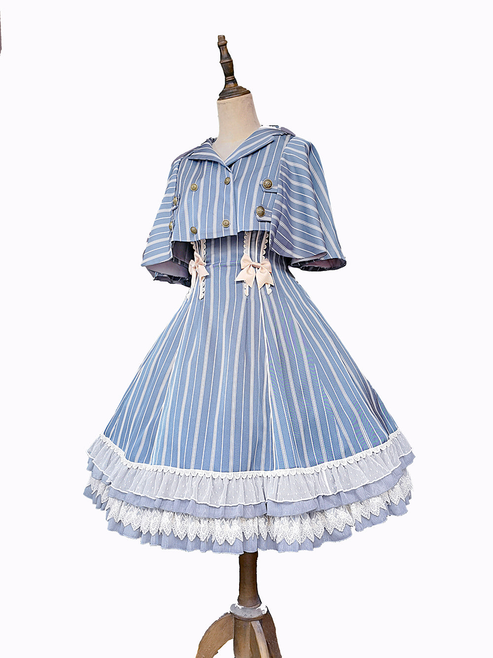 (Buy for me) Infanta~Elegant Lolita Stripe High-waist Jumper Dress Set and Cape 22624:320932