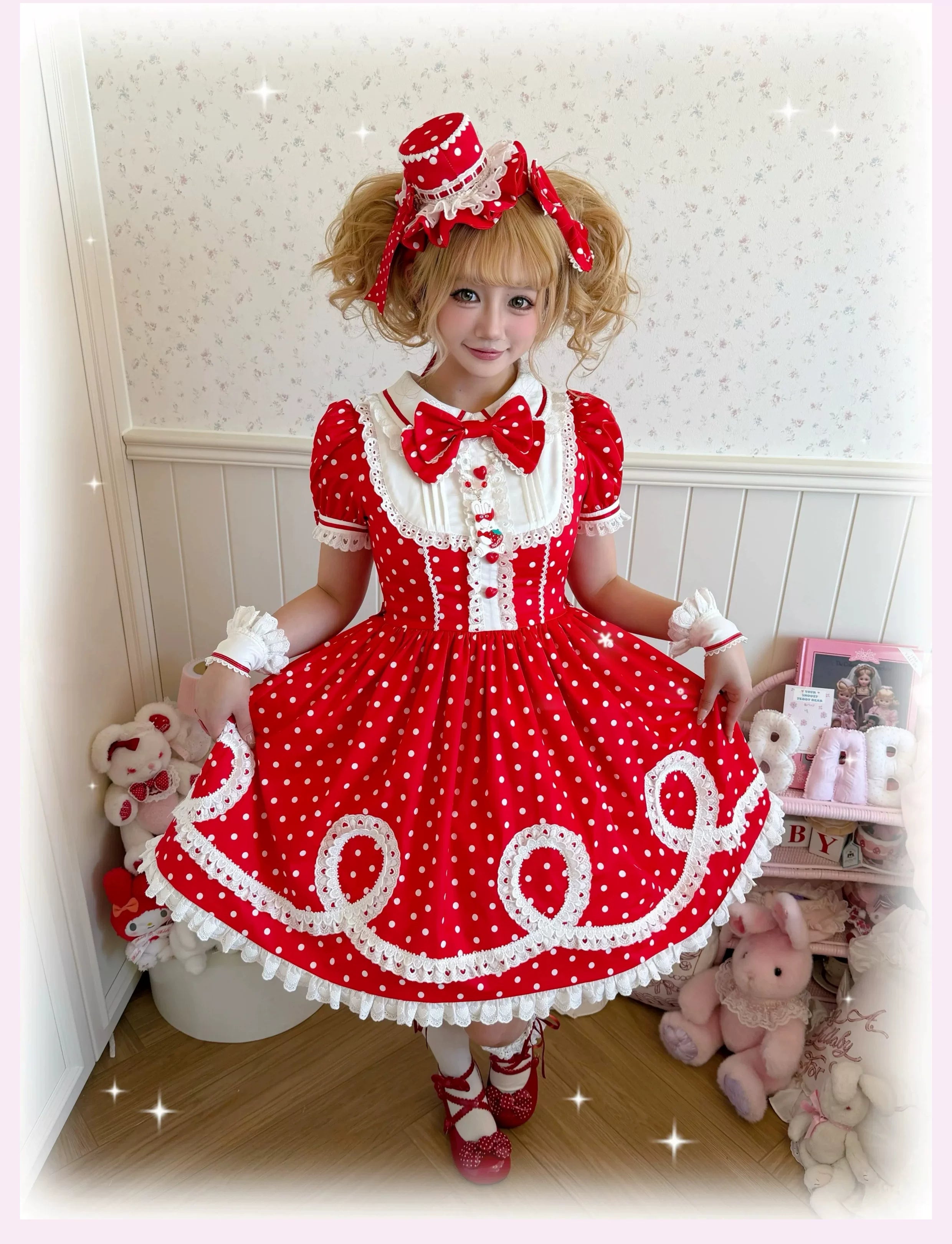 Candy Shop Manager - Old School Lolita Striped OP Dress, Detachable Apron