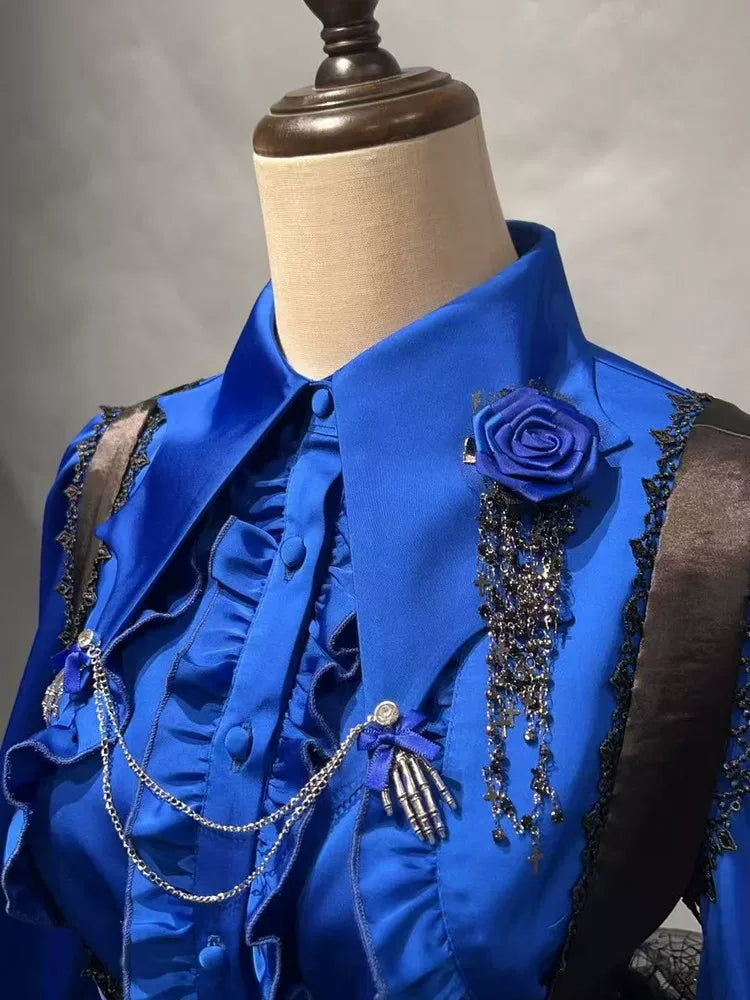 Blood Research Lab - Gothic Lolita JSK Dress, Rose & Skull Print 44449:808786