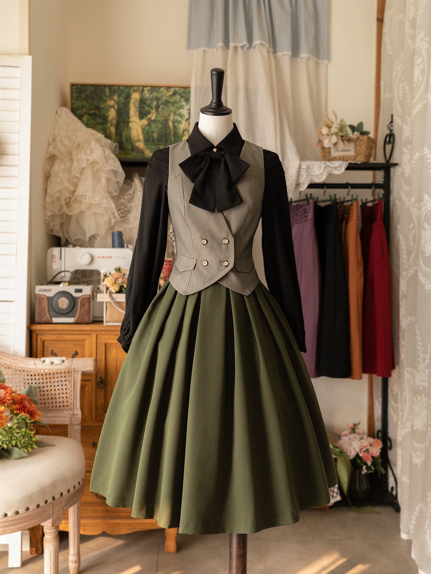 Forest Wardrobe - Forest Basket - Elegant Lolita Vest V Collar Retro Waistcoat