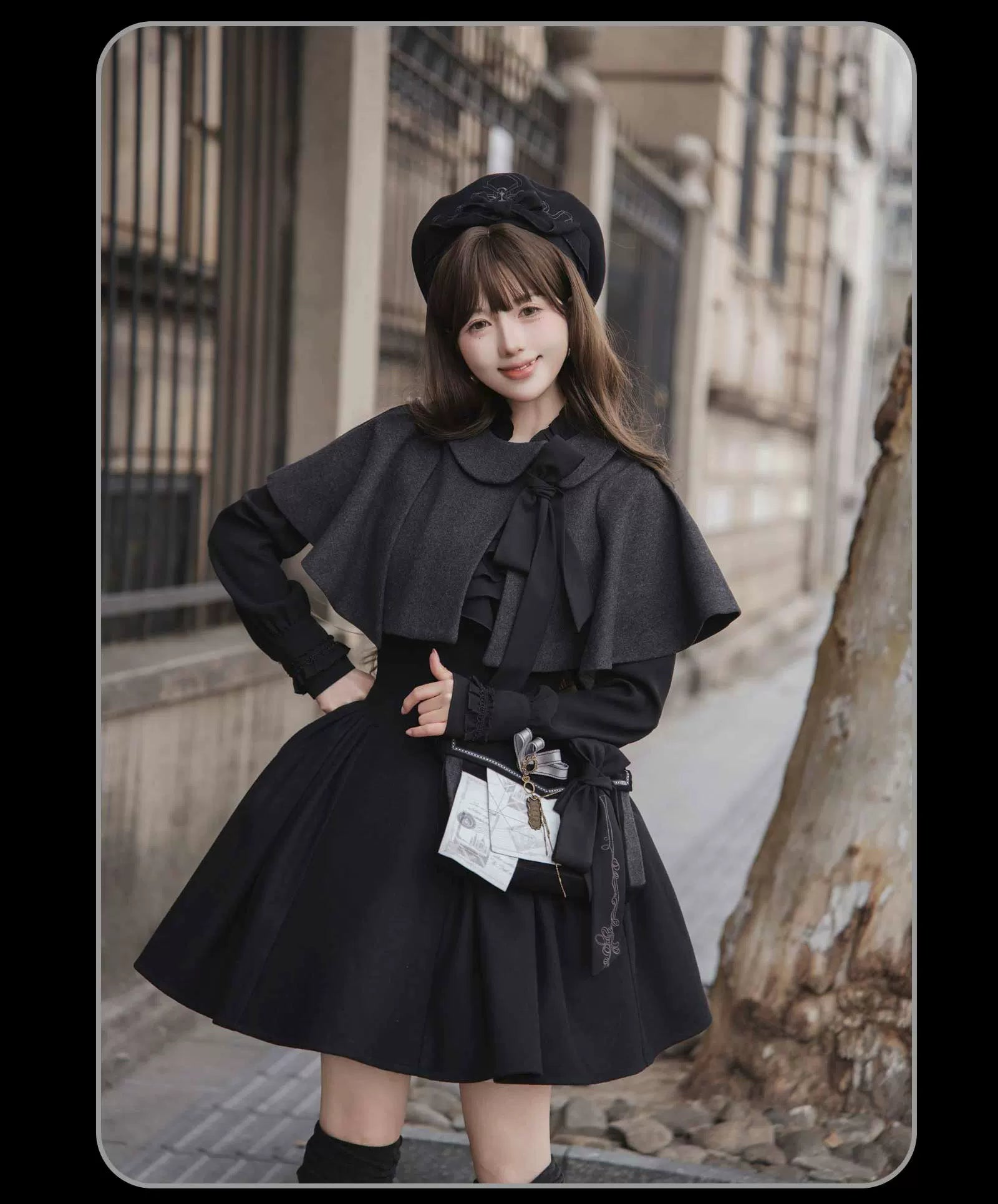 The Seventh Tenet - Classic Lolita Wool SK Set, Detachable Cape