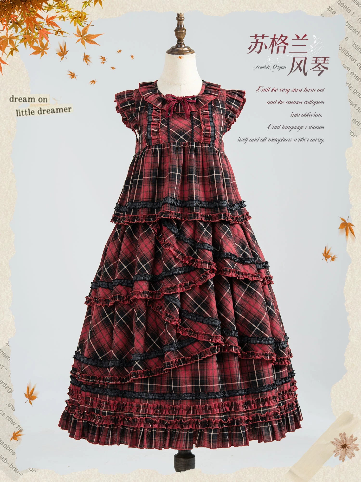 Honey Machine - Scotch Accordion - A-Line Plaid Daily Lolita JSK, Short Coat (L M S XL) 44302:803308