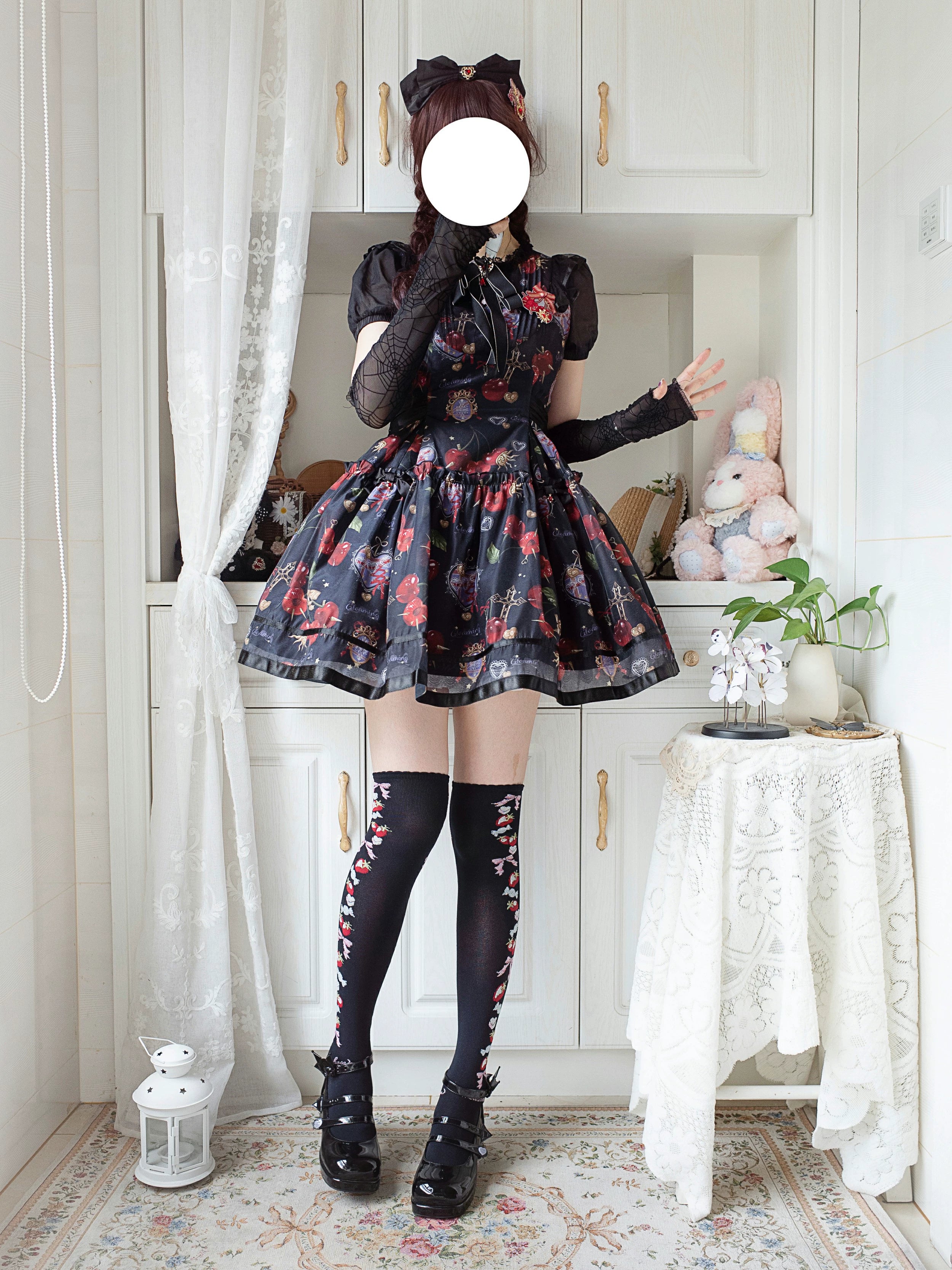 (Buy for me)Gloaming~Sweet Lolita Cherry print Short Sleeve OP and SK Set 28840:322652