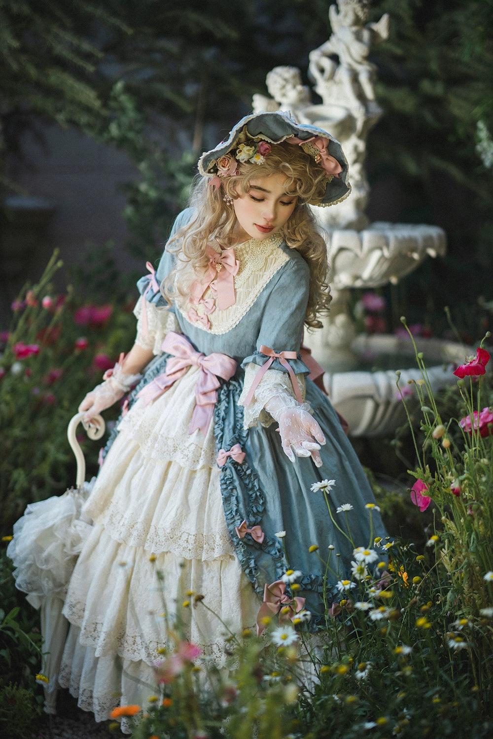 Miss Point~Lilyka Garden~Classic Lolita OP Dress Set Elegant Floral Wall Princess Sleeve 38832:606156
