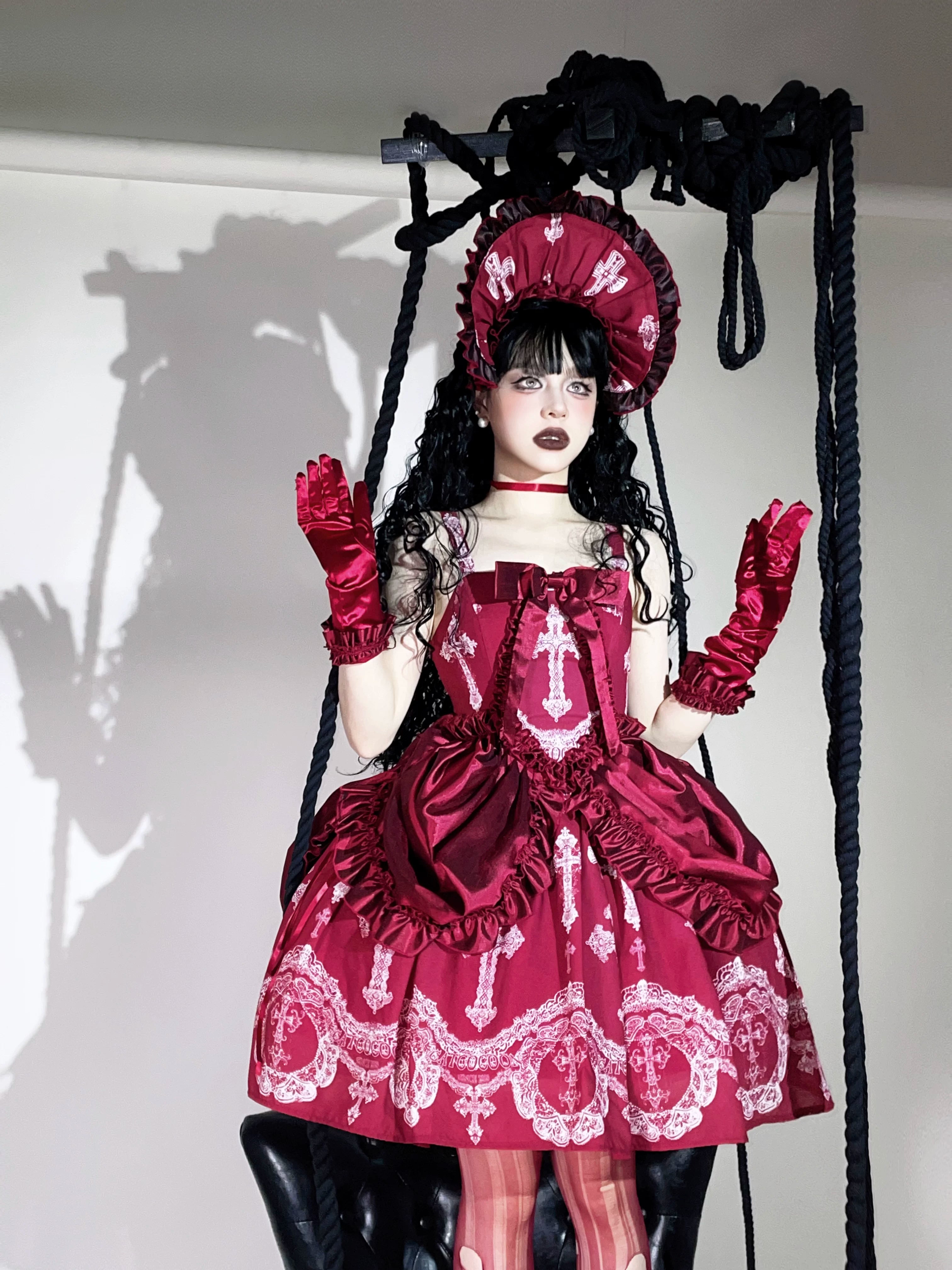 Lace Cross - Gorgeous Gothic Lolita JSK Dress, Hime Sleeve Bolero