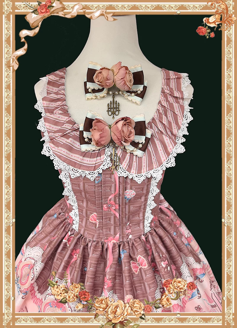 Candy House - Old School Lolita Cake Print JSK Dress, Side Zipper