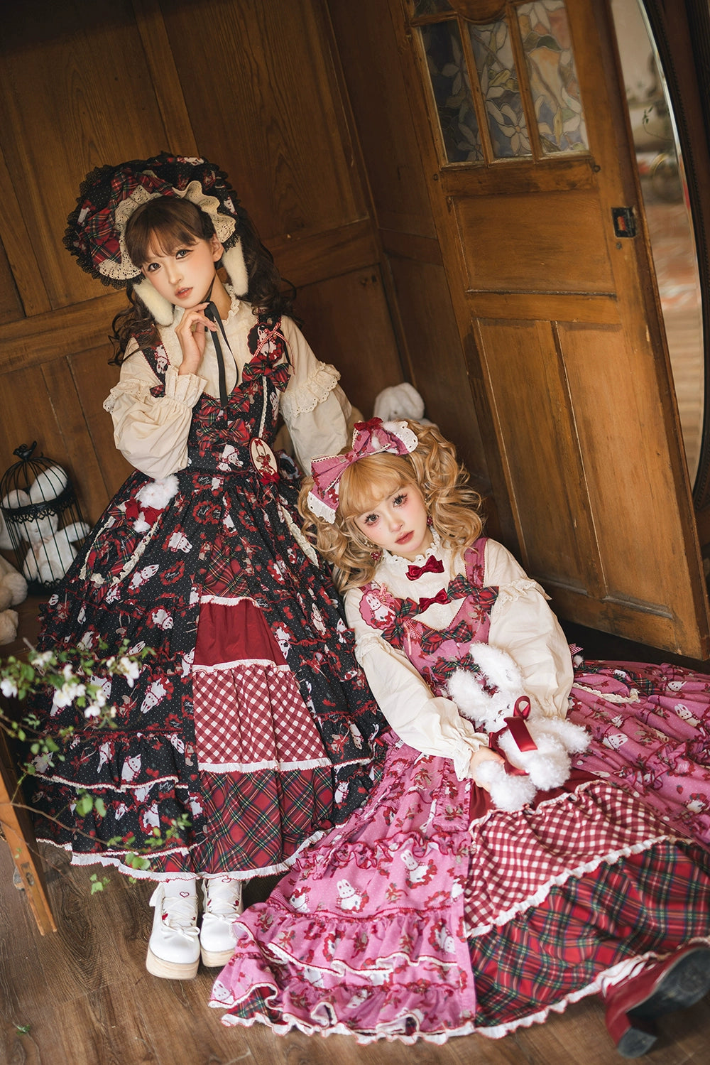 Miss Point - Forest Berry Bunny - Cotton Sweet Lolita Blouse, Detachable Bows 44305:802814