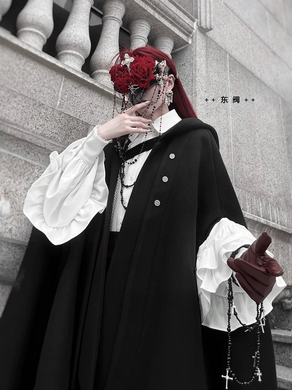 Codename 003 - Ouji Lolita Shirt and Pants Set, Hooded Cape